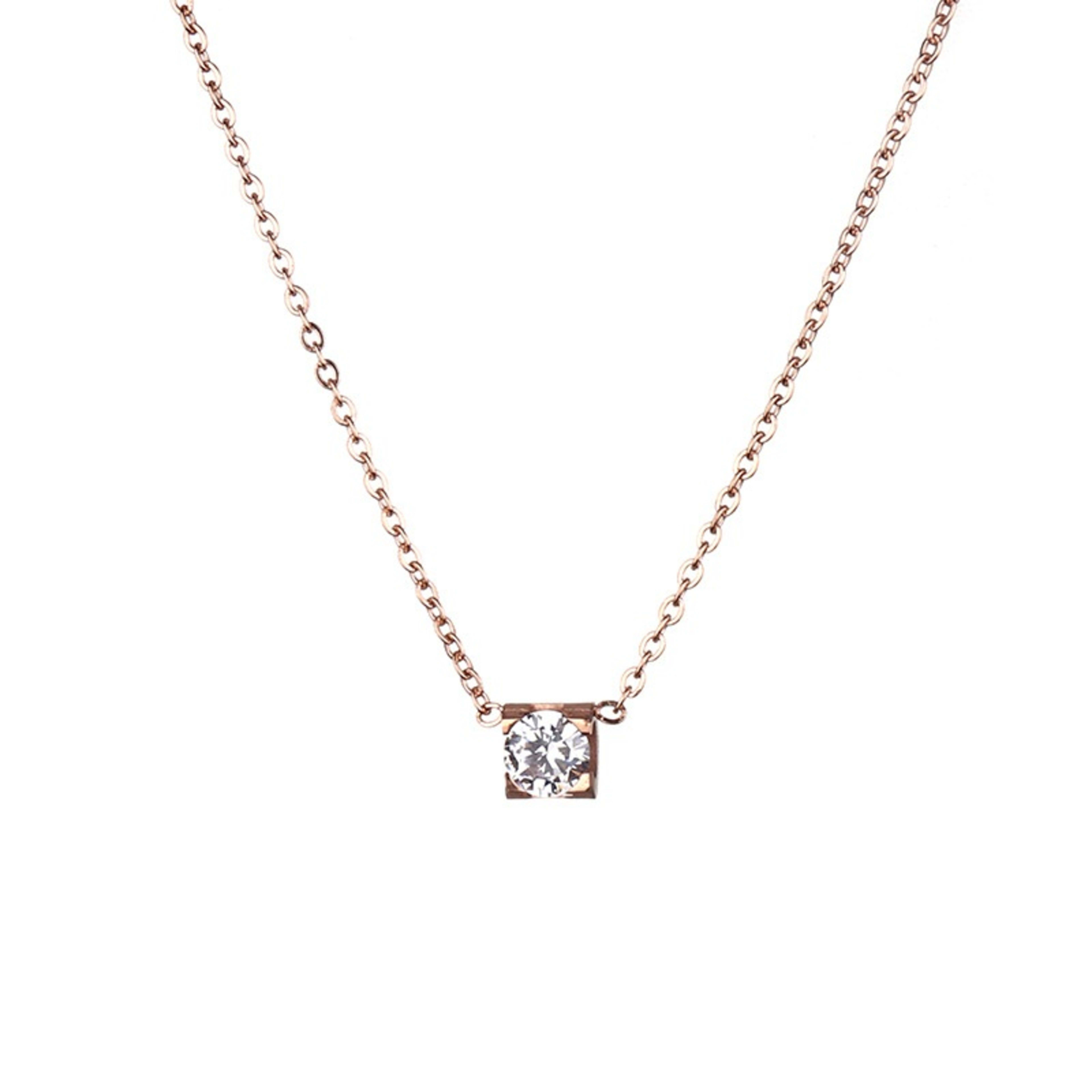 Simple Four-claw Single Diamond Pendant Female Temperament Titanium Steel Necklace 6