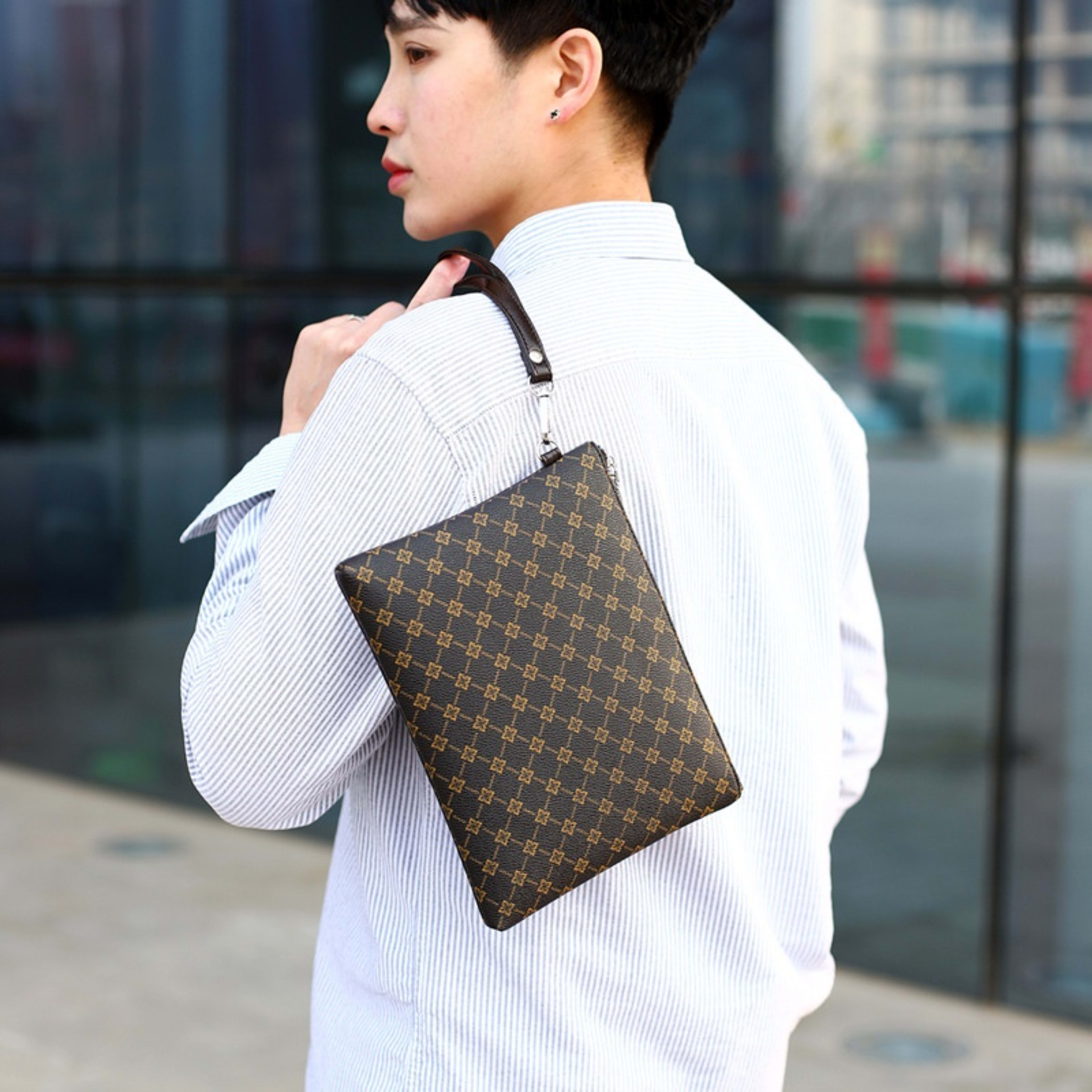 Men's Clutch Clutch Envelope Package Casual Gingham Check 4