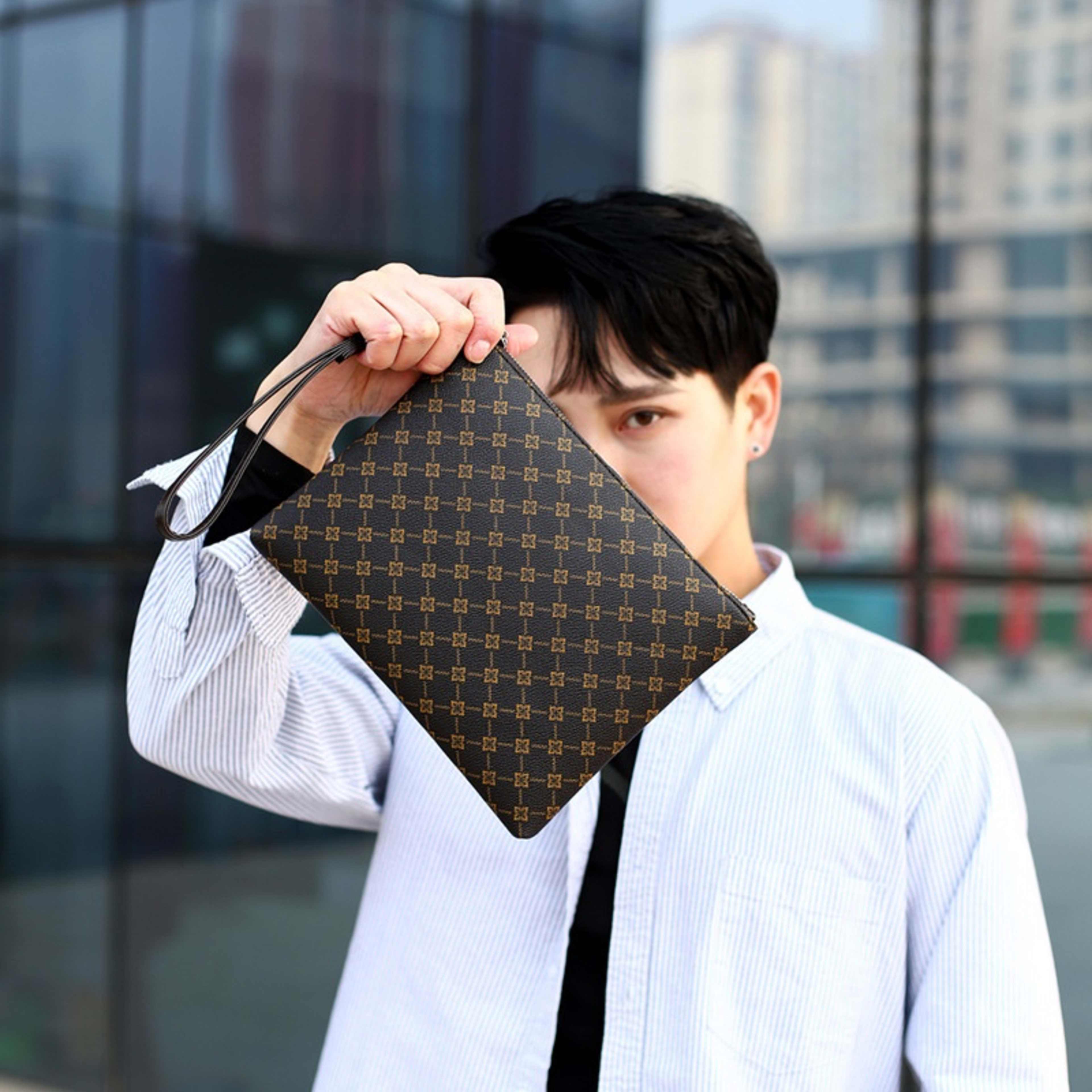 Men's Clutch Clutch Envelope Package Casual Gingham Check 3