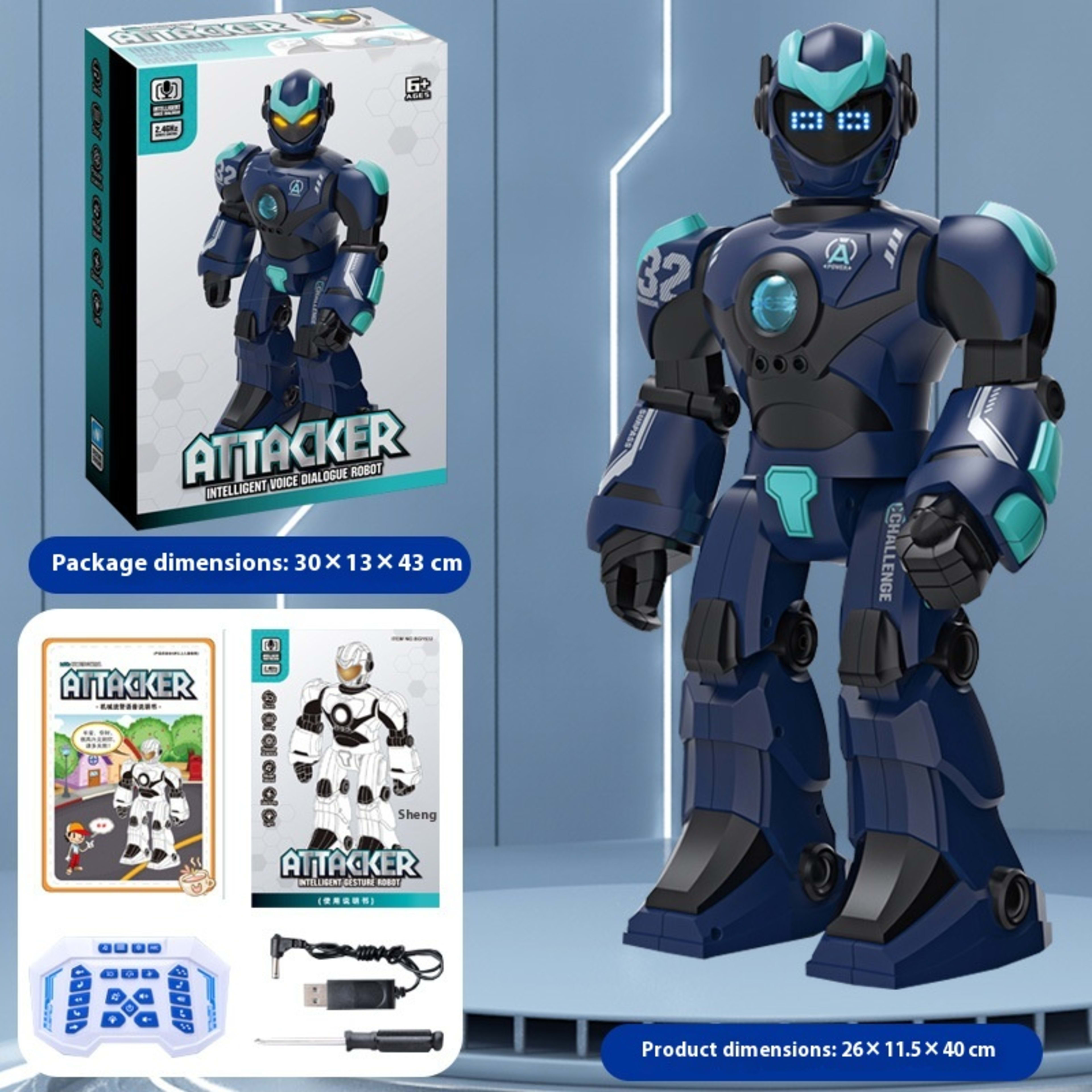 Children's Large Intelligent Remote Control Programming Interactive Robot Model 2