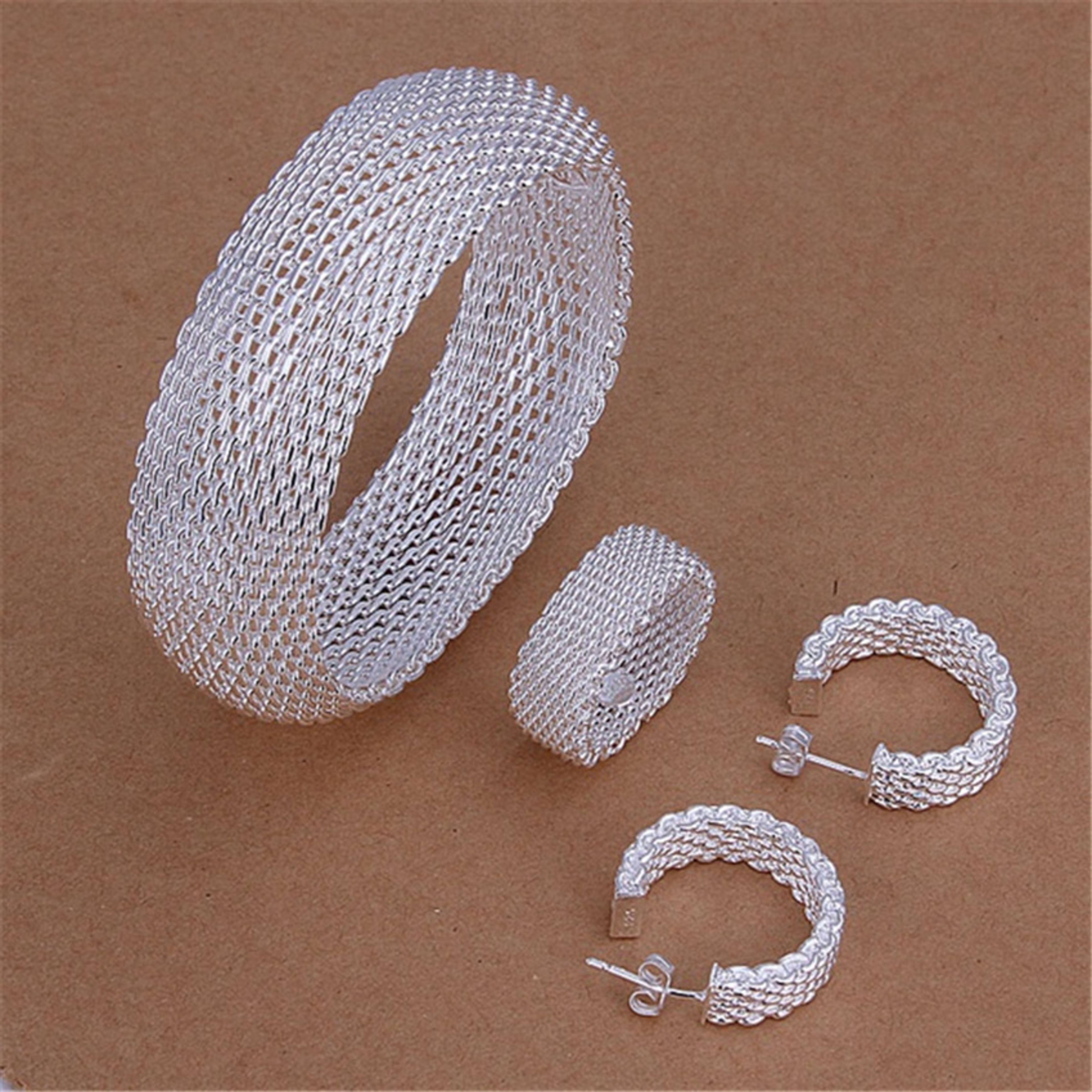 Retro Exquisite Net Bracelet Earring Ring Three-piece Suit 5