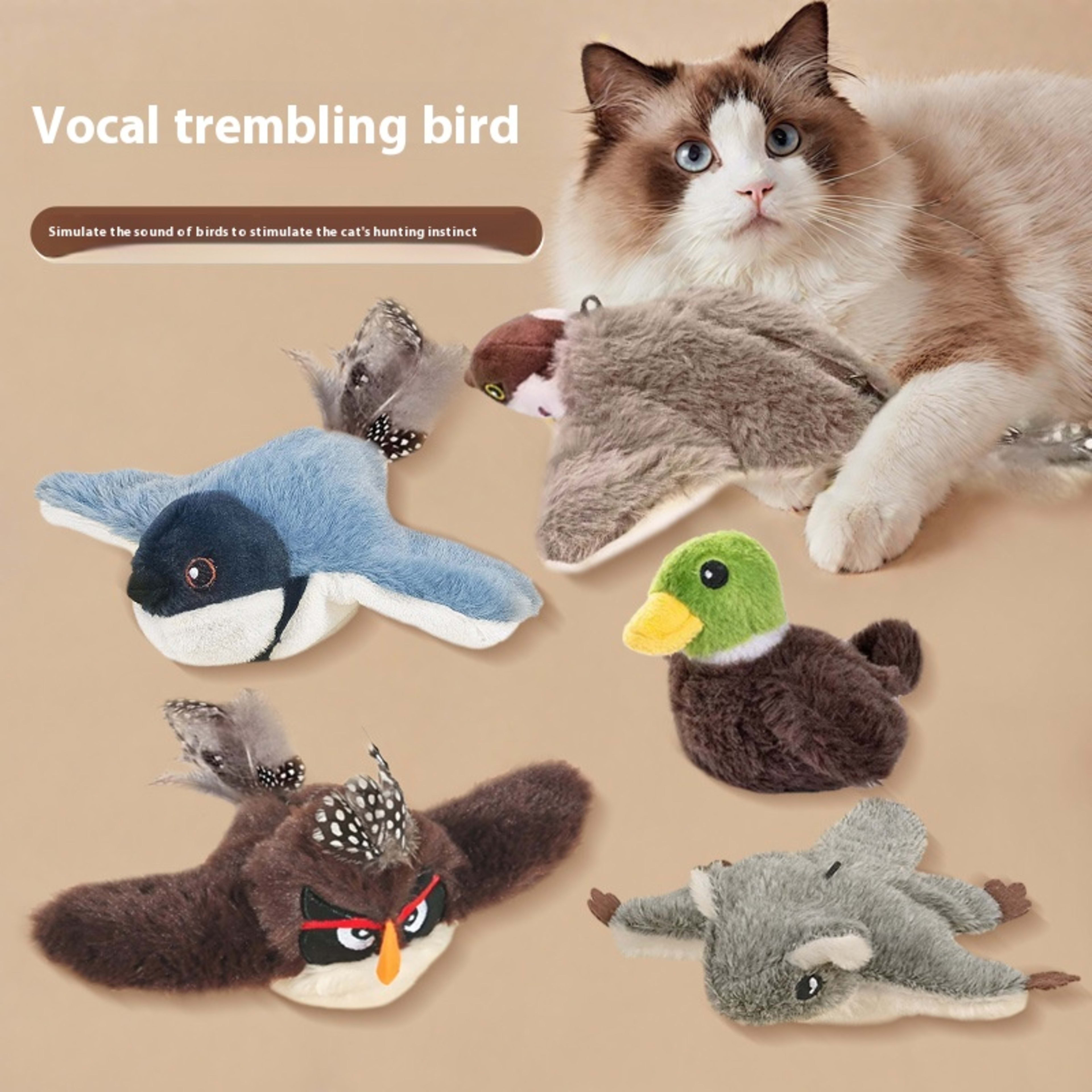 Cross-border Hot Cat Shaking Bird Simulation Bird Cat Toy Self-Hi Relieving Stuffy Electric Sound Sparrow Automatic Funn 13