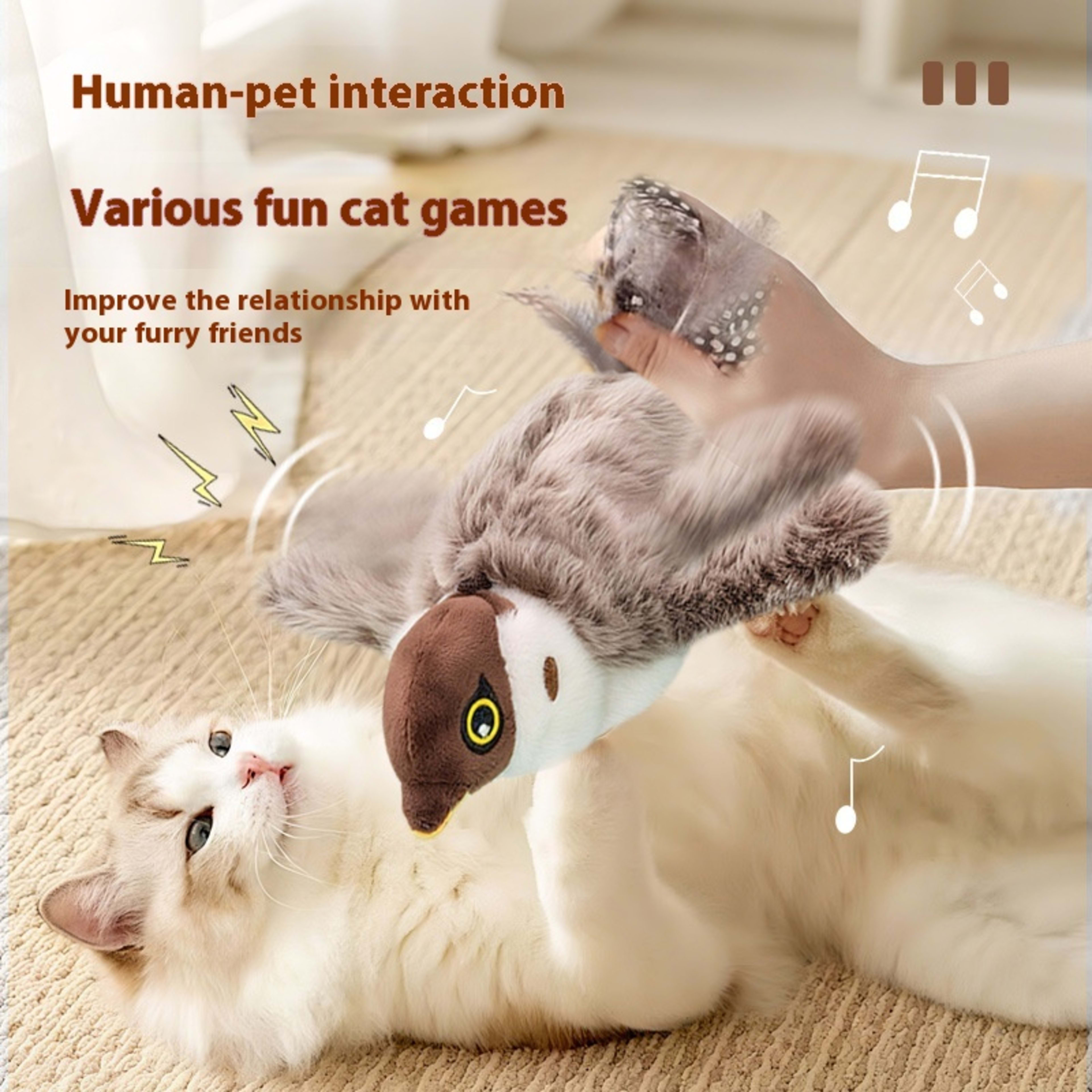 Cross-border Hot Cat Shaking Bird Simulation Bird Cat Toy Self-Hi Relieving Stuffy Electric Sound Sparrow Automatic Funn 15