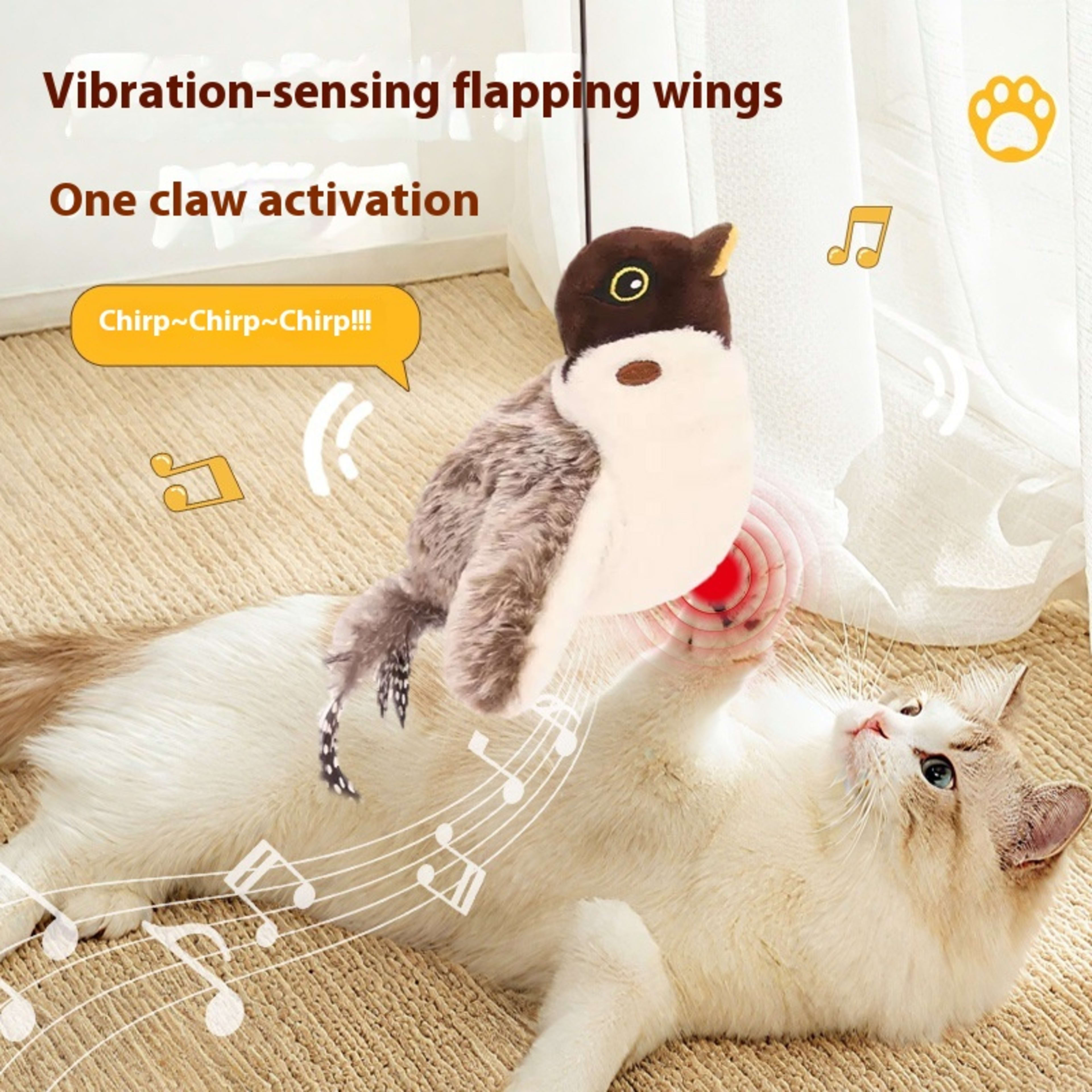 Cross-border Hot Cat Shaking Bird Simulation Bird Cat Toy Self-Hi Relieving Stuffy Electric Sound Sparrow Automatic Funn 14