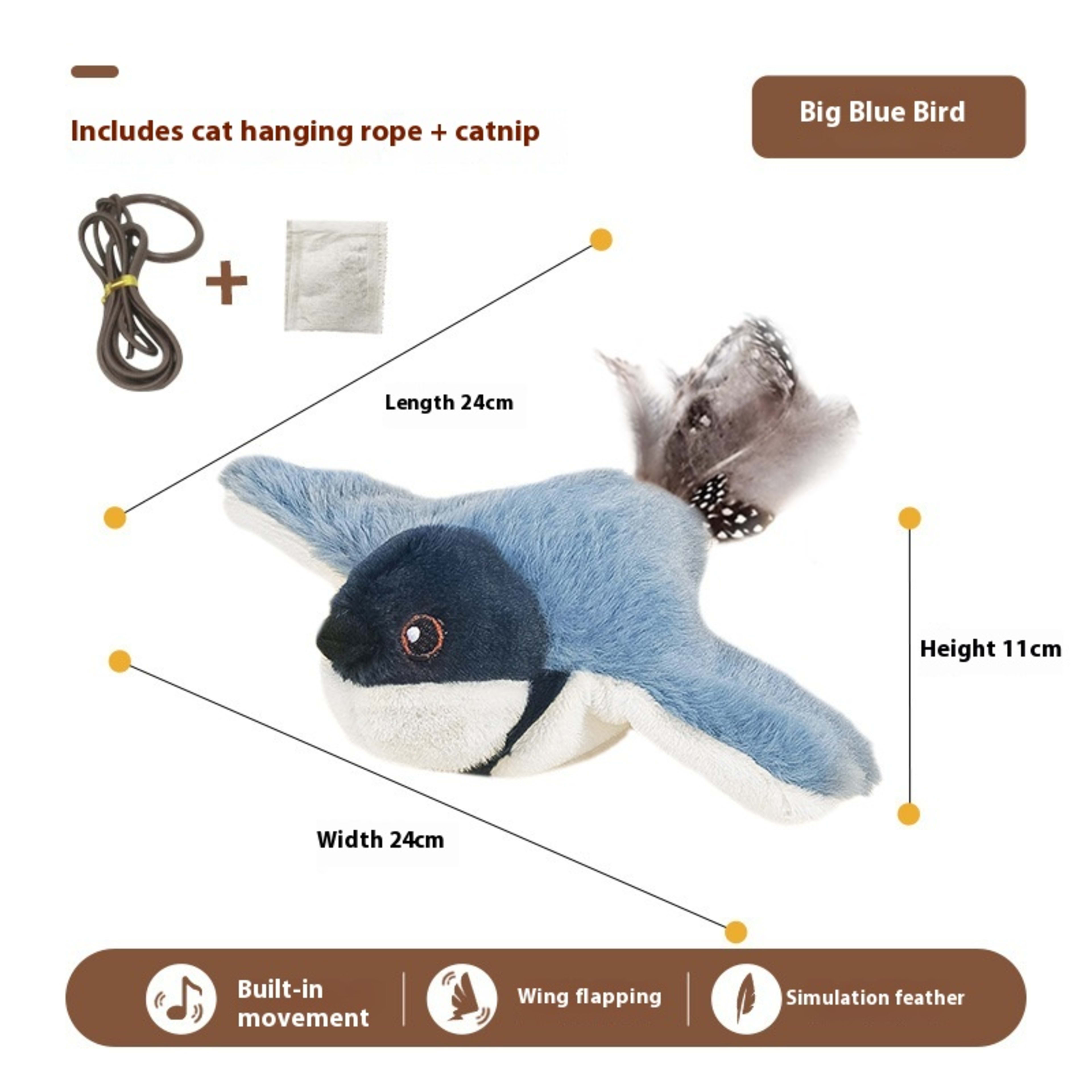 Cross-border Hot Cat Shaking Bird Simulation Bird Cat Toy Self-Hi Relieving Stuffy Electric Sound Sparrow Automatic Funn 7
