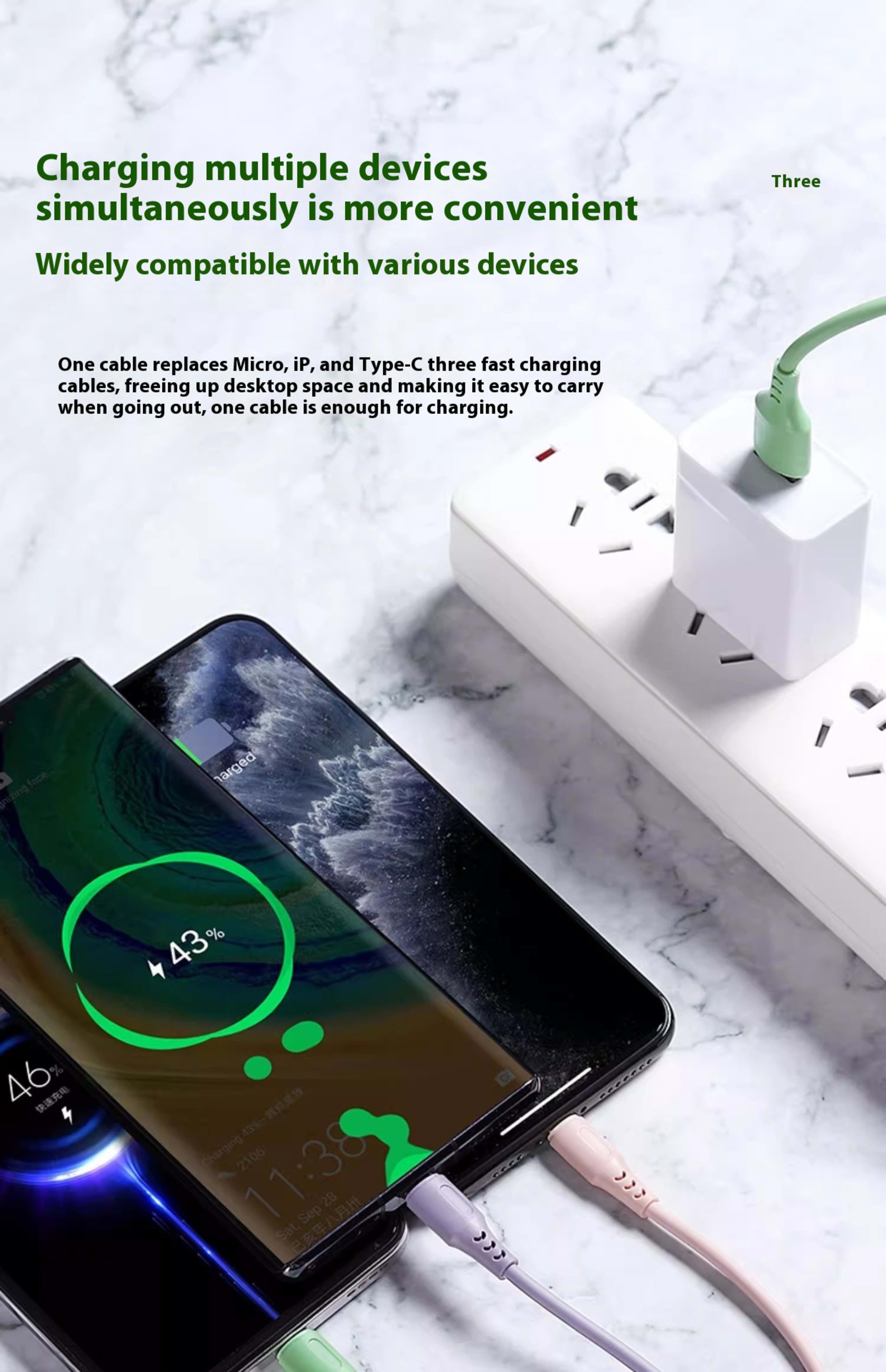 Data Cable Three-in-one Mobile Phone Charging Cable 4