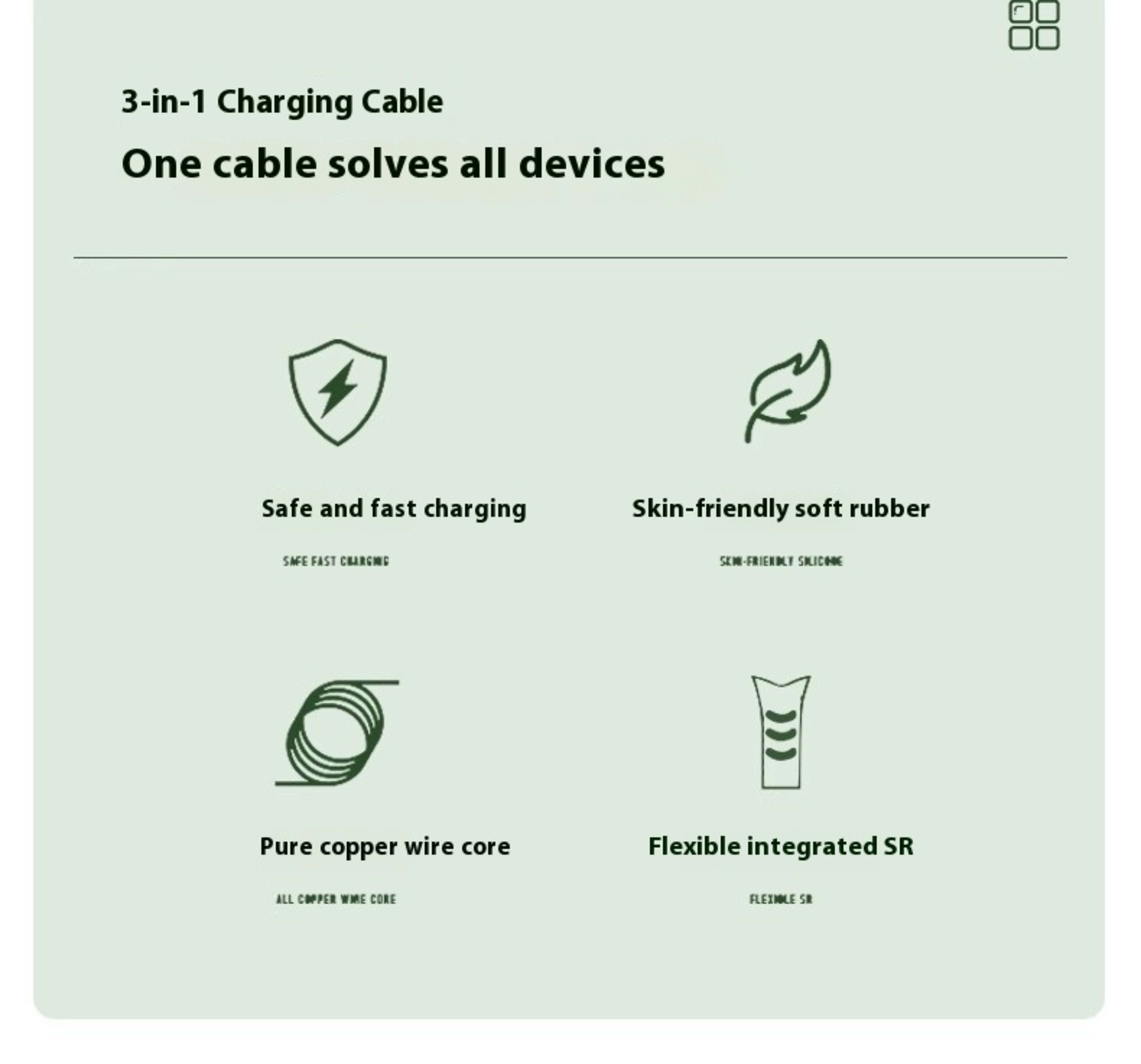 Data Cable Three-in-one Mobile Phone Charging Cable 2