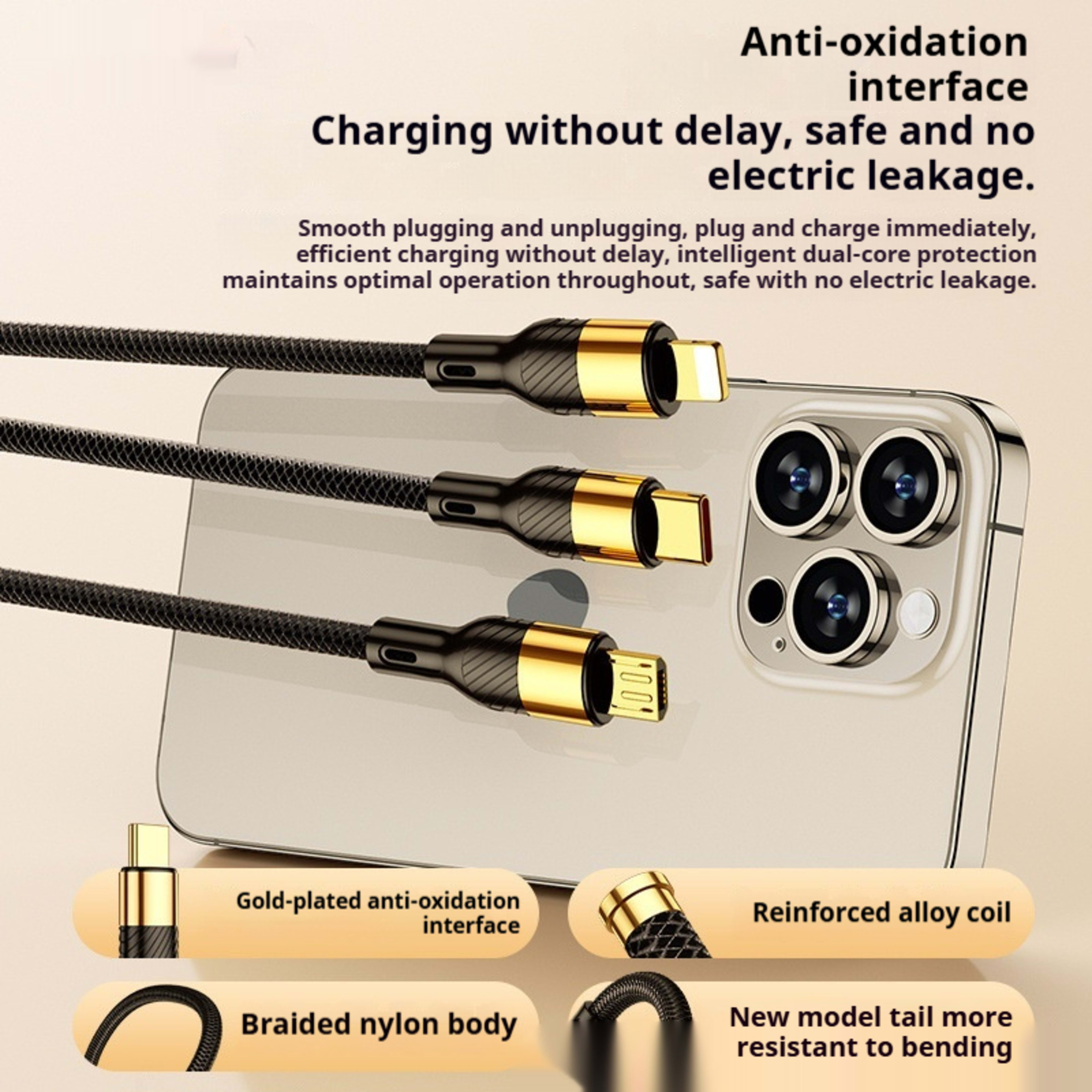 240W Super Fast Charge Suit Three-in-one Three-in-one Data Cable 2