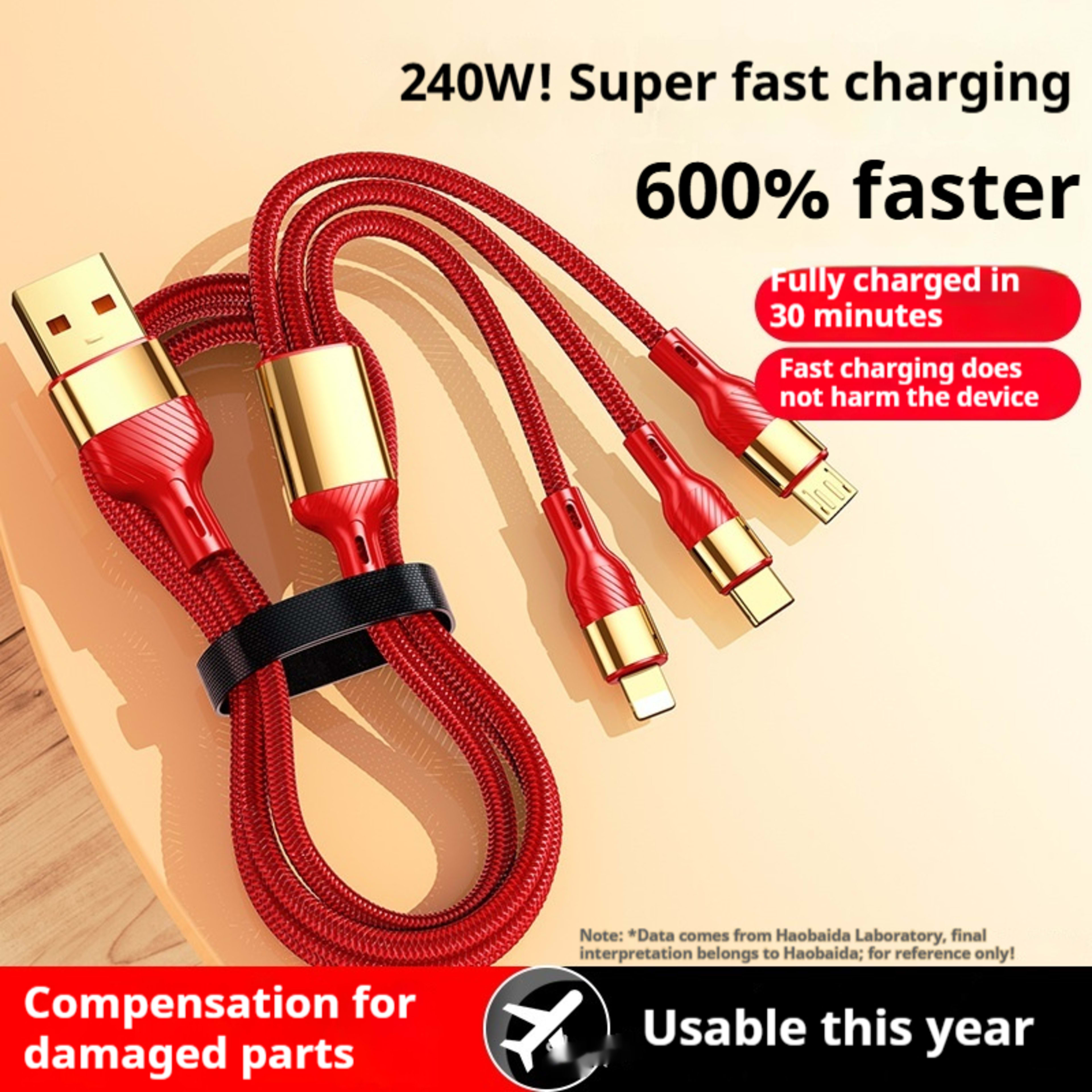 240W Super Fast Charge Suit Three-in-one Three-in-one Data Cable 3