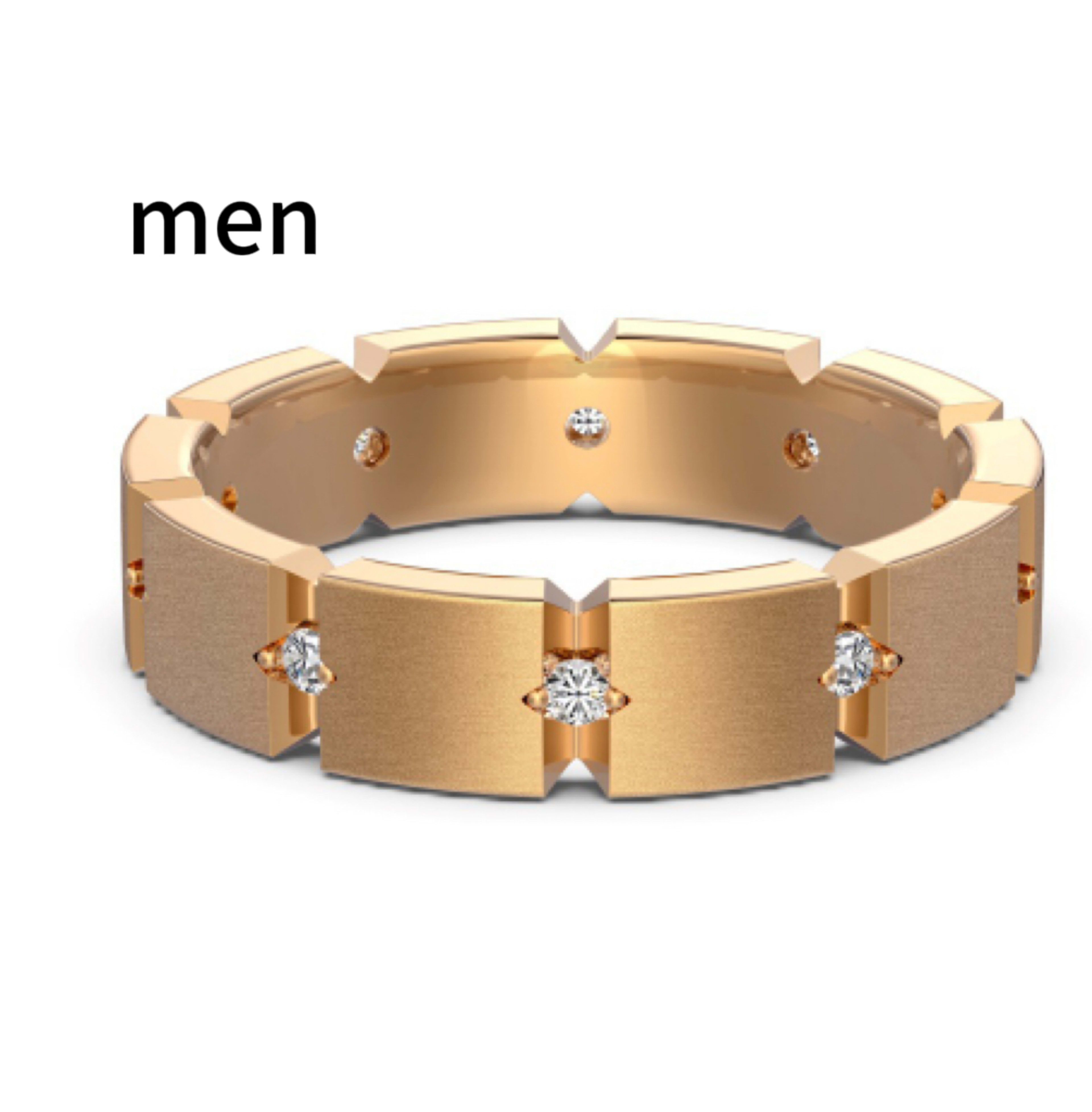 S925 Sterling Silver Men And Women Couple Rings Personality Fashion Round Zirconium Gang Drill Slim Ring Simple All-matc 5