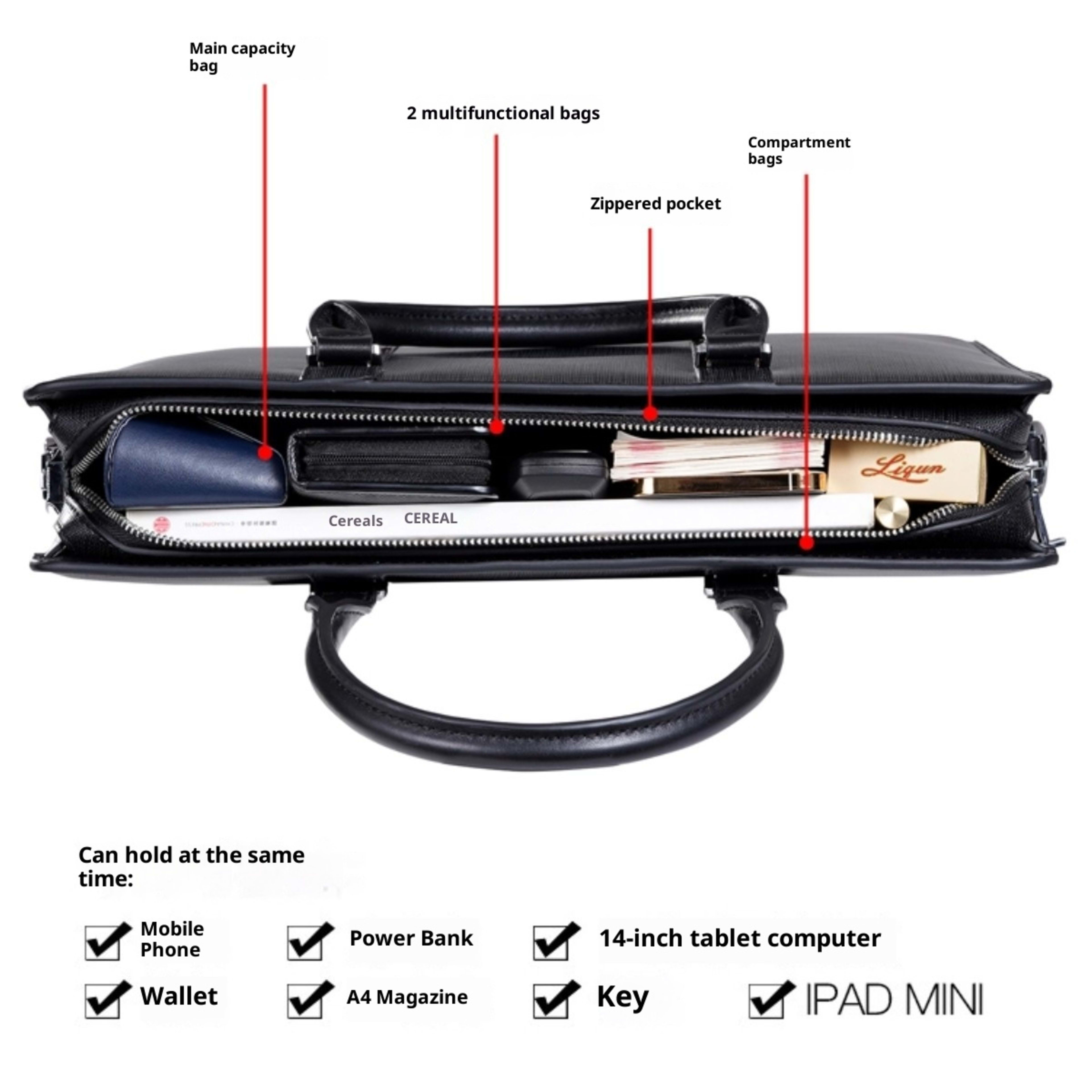 High-end Business Computer Men's Cowhide Handbag 6