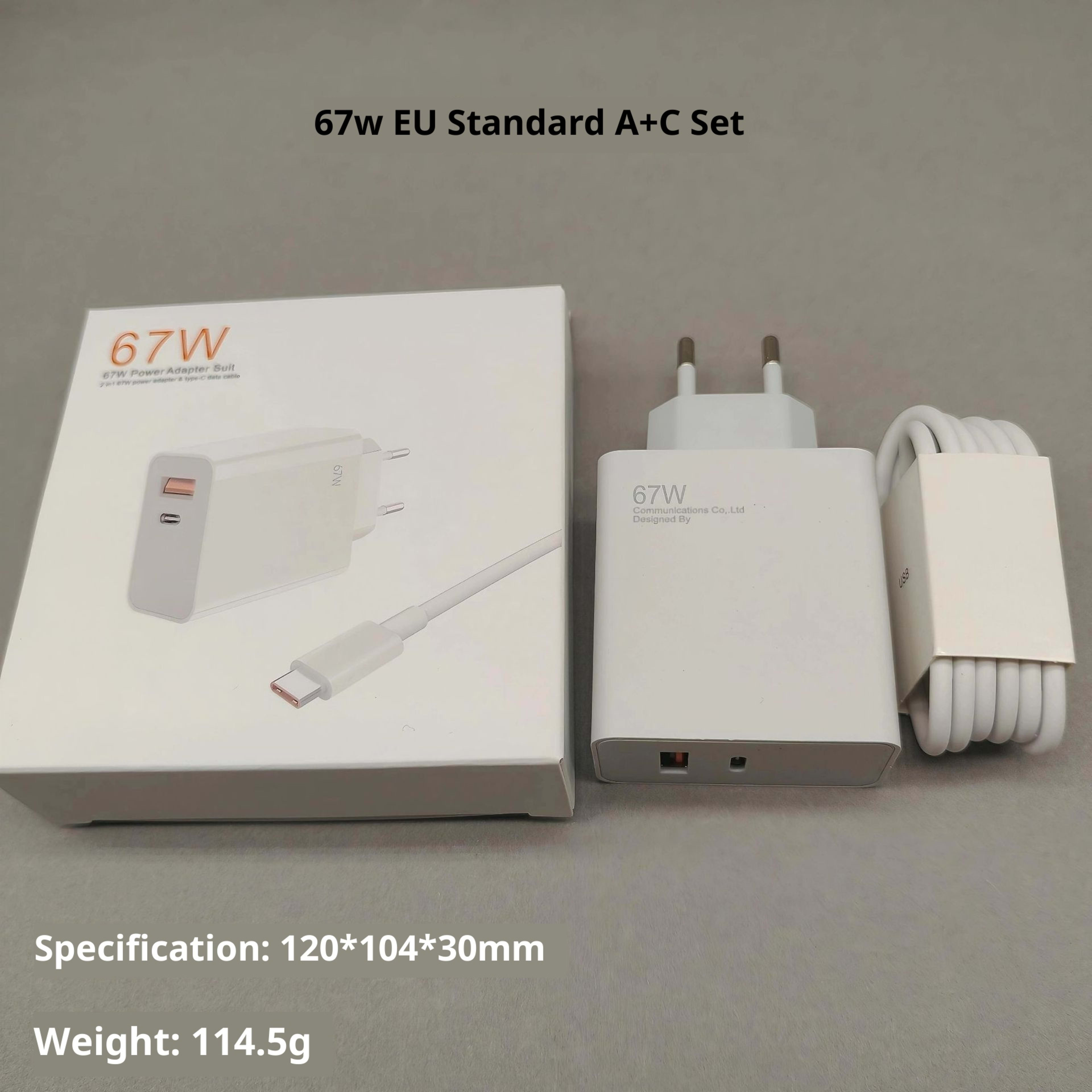 67W Mobile Phone Charger 120W Fast Charging Head Set Data Cable