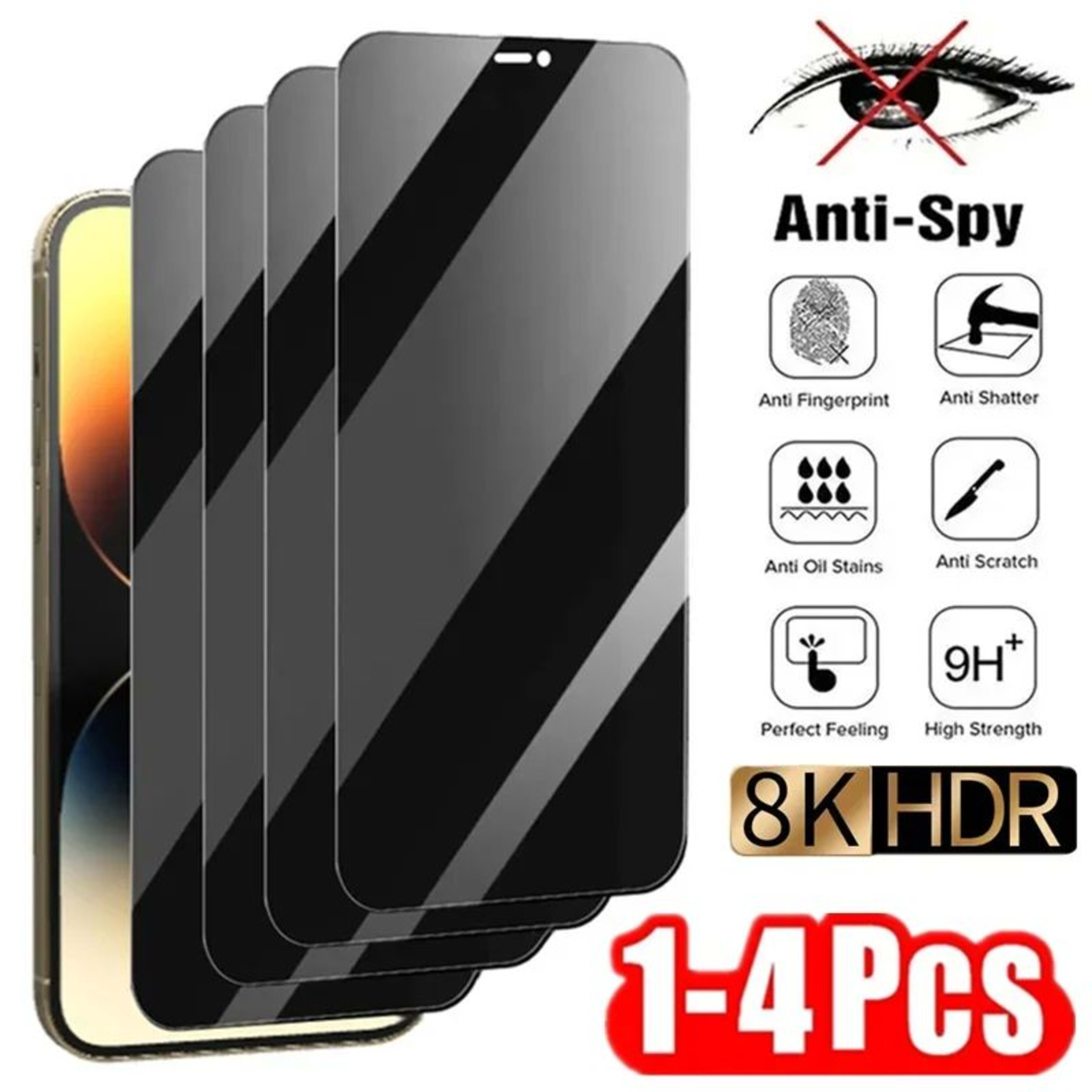1-4Pcs Privacy Screen Protector For Anti-spyProtective Glass 15 16 X XS 3