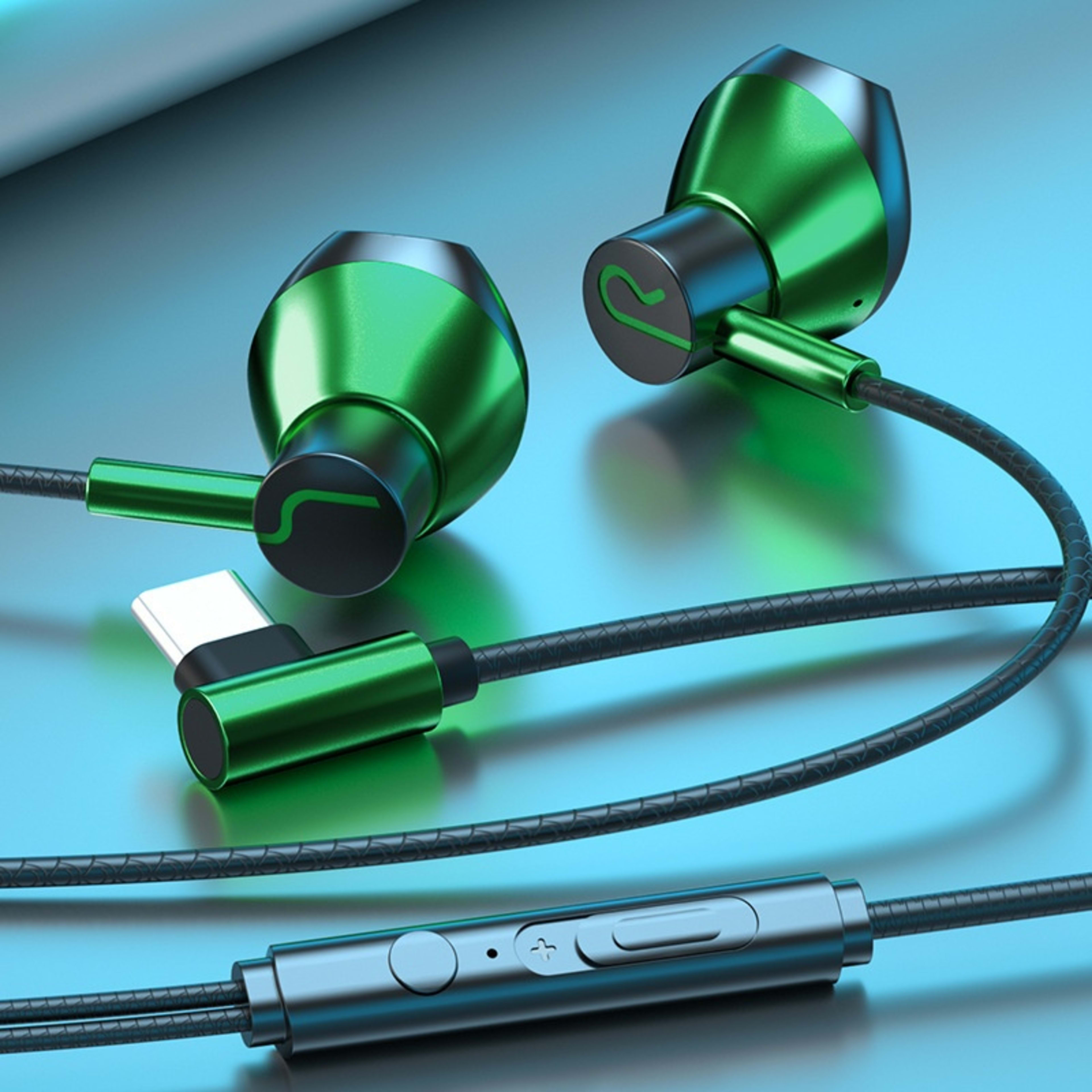Gaming Headphones Wired In-ear Flat Port Round Hole Universal Earbuds Interface 9
