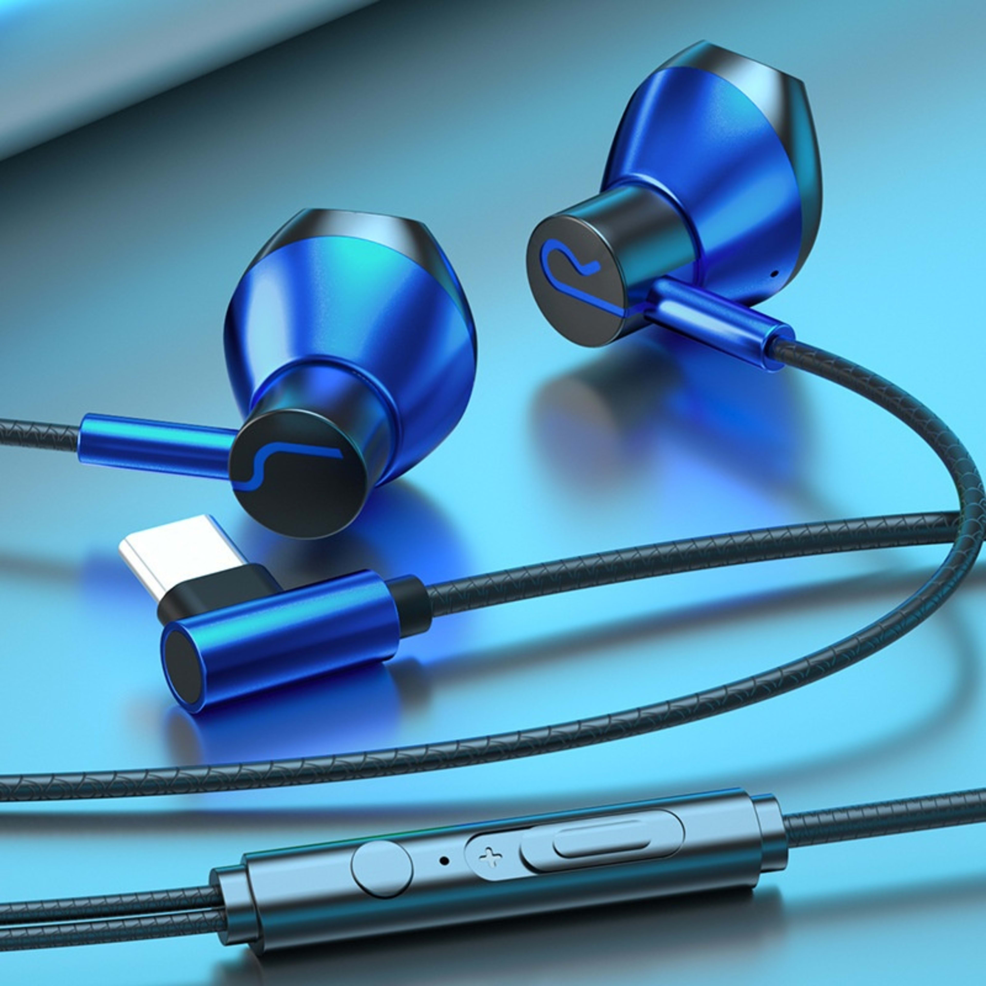 Gaming Headphones Wired In-ear Flat Port Round Hole Universal Earbuds Interface 5