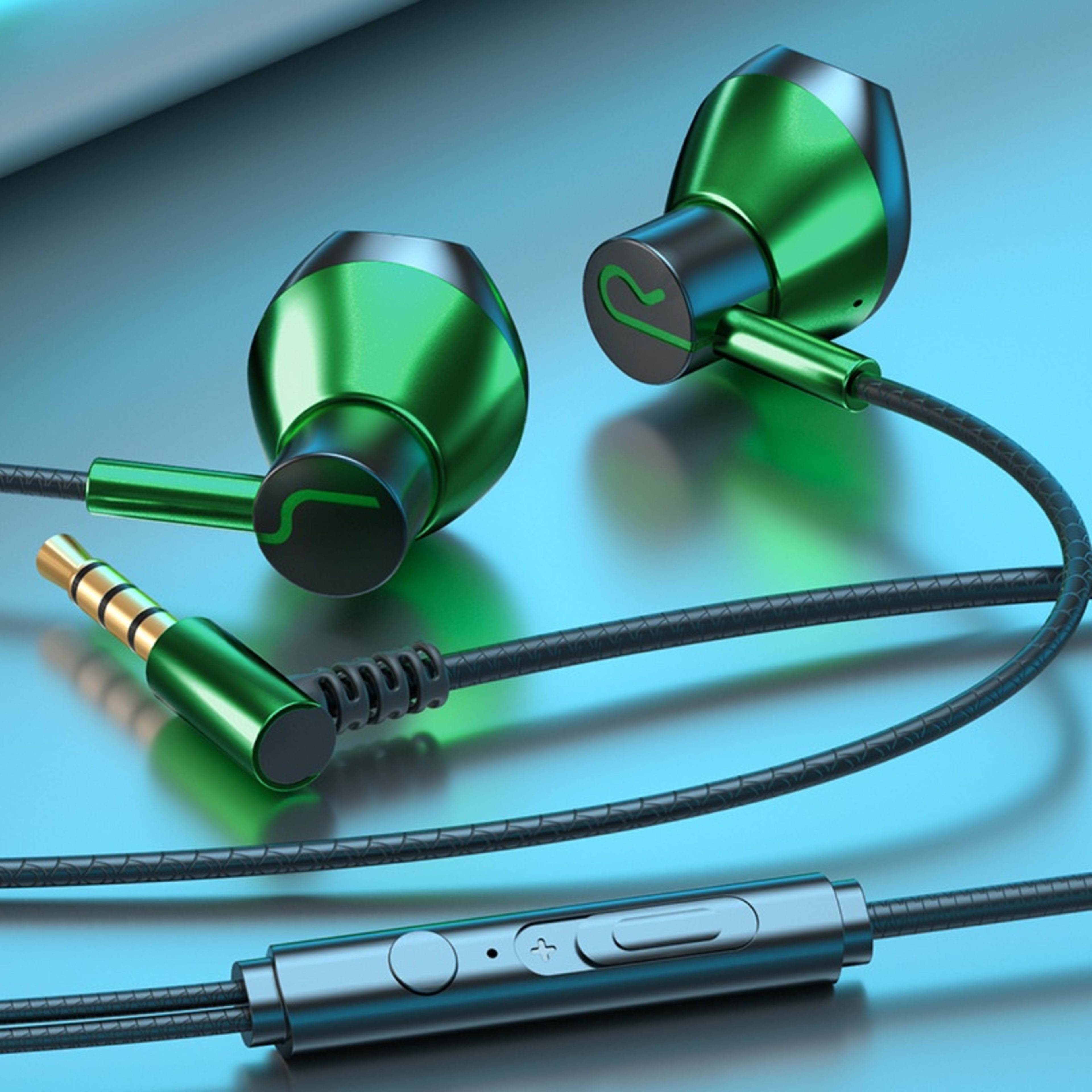 Gaming Headphones Wired In-ear Flat Port Round Hole Universal Earbuds Interface 8