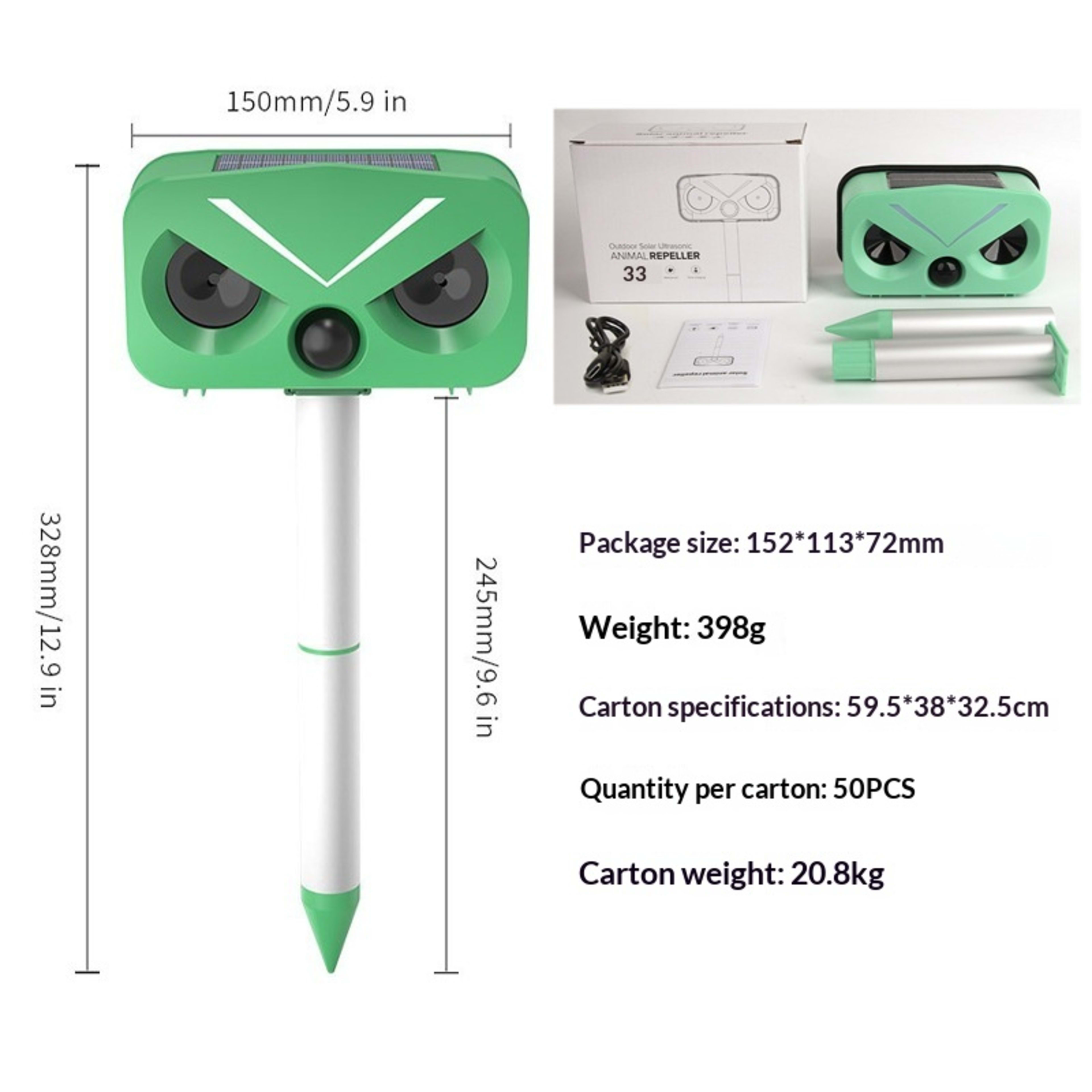 Ultrasonic Dog Repeller Charging Voice Solar Bird Repeller 9