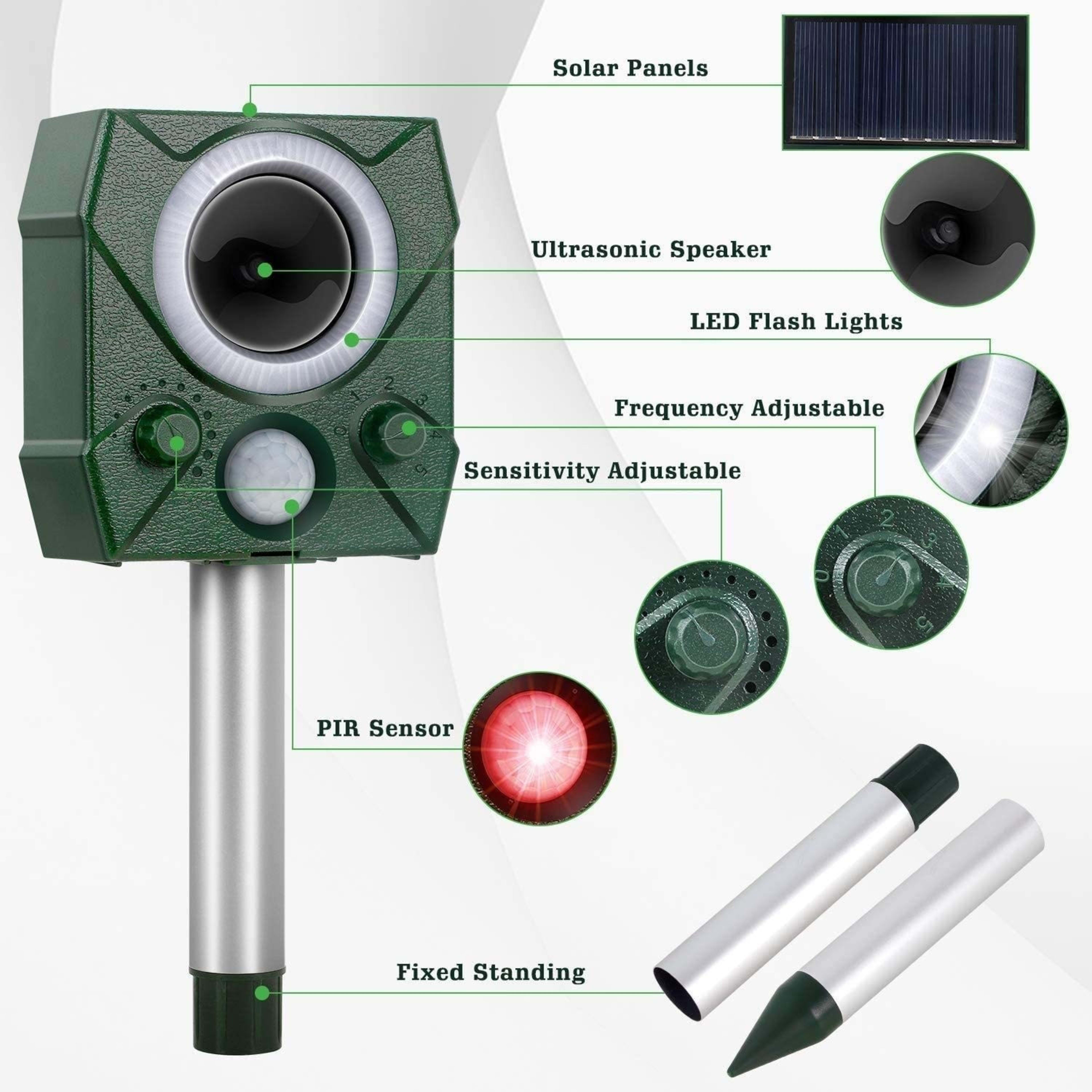 Ultrasonic Dog Repeller Charging Voice Solar Bird Repeller 2