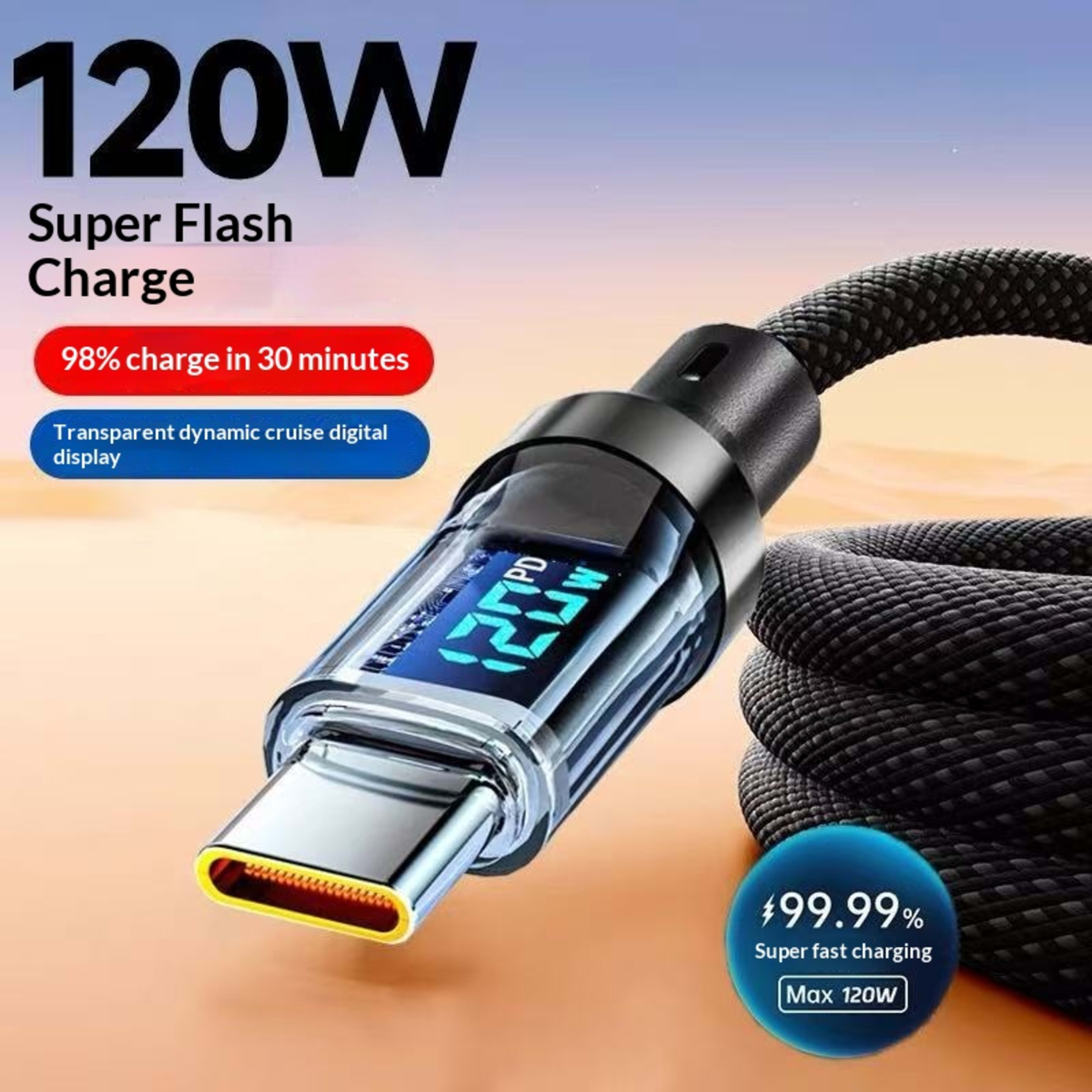 Smart Digital Display Type-C Cable 240W Super Fast Charging 11