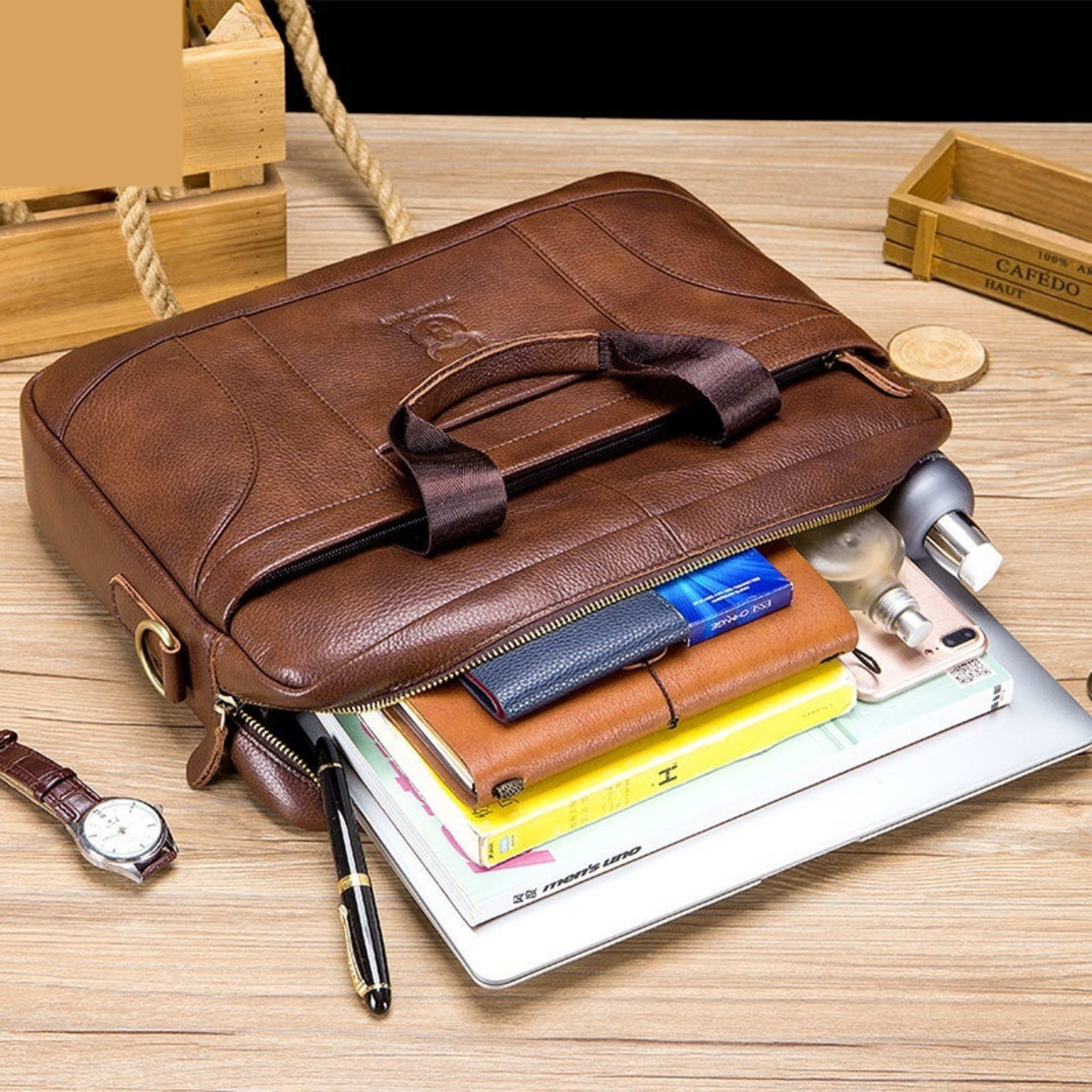 Full-grain Leather Large-capacity Men's Briefcase 2