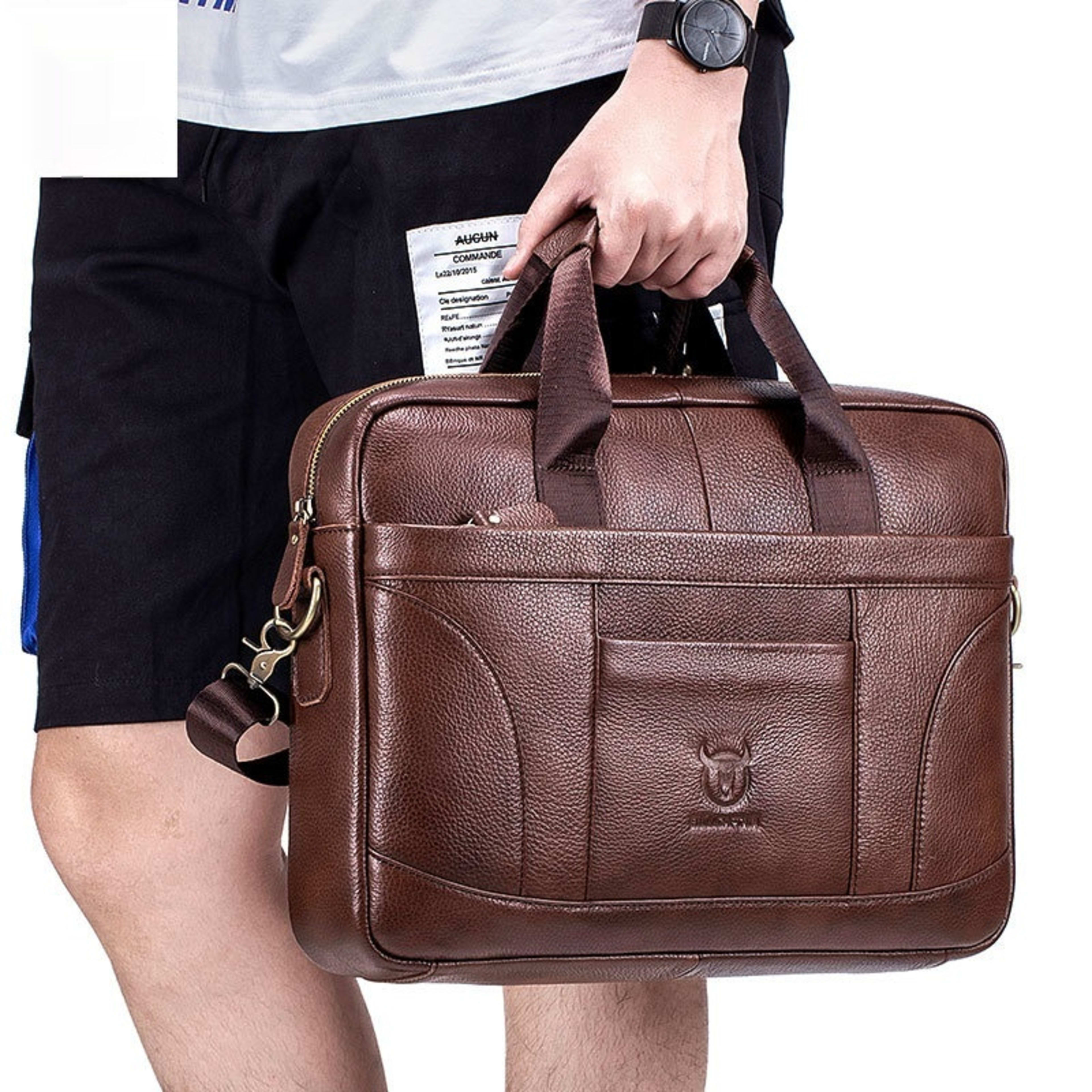 Full-grain Leather Large-capacity Men's Briefcase 3