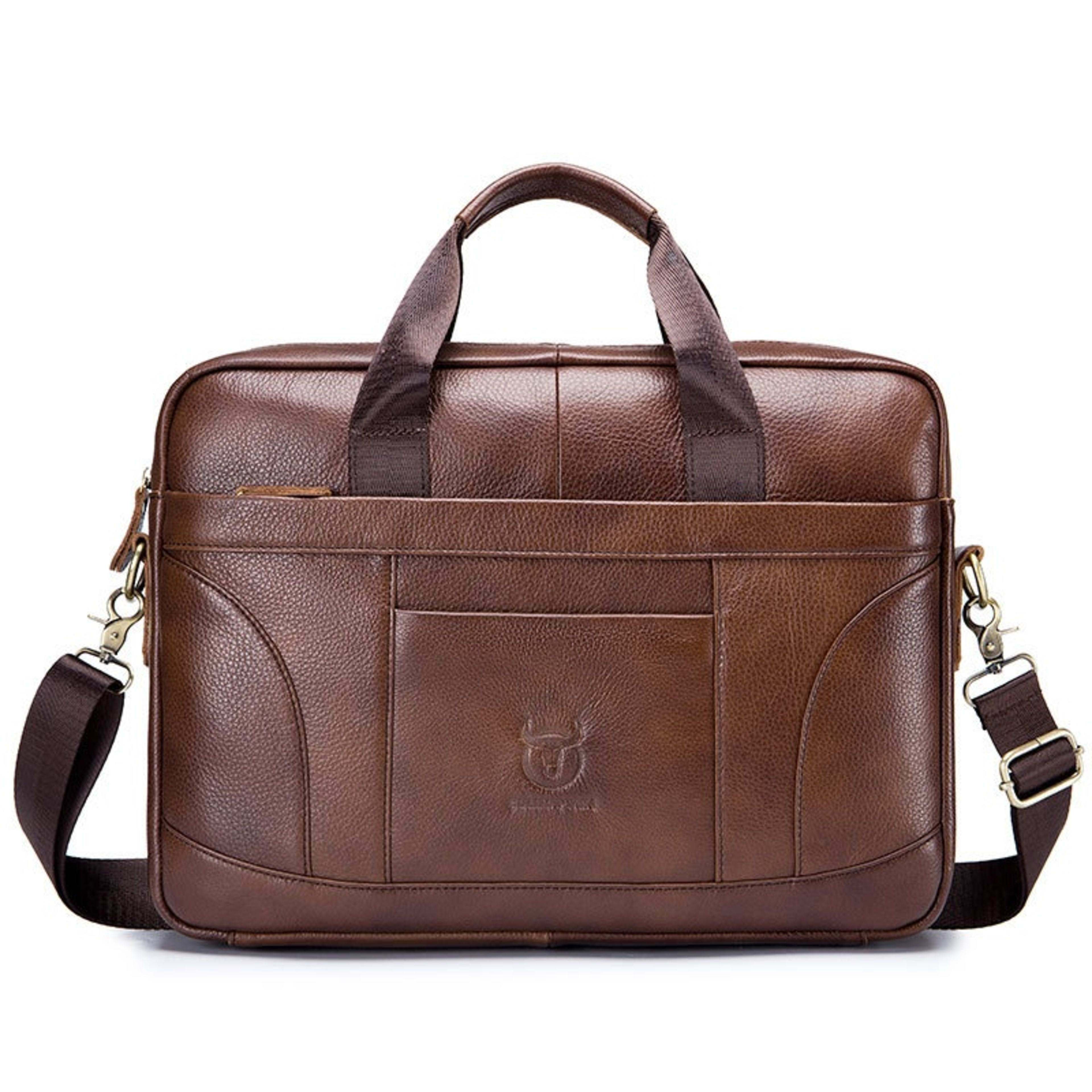 Full-grain Leather Large-capacity Men's Briefcase 4
