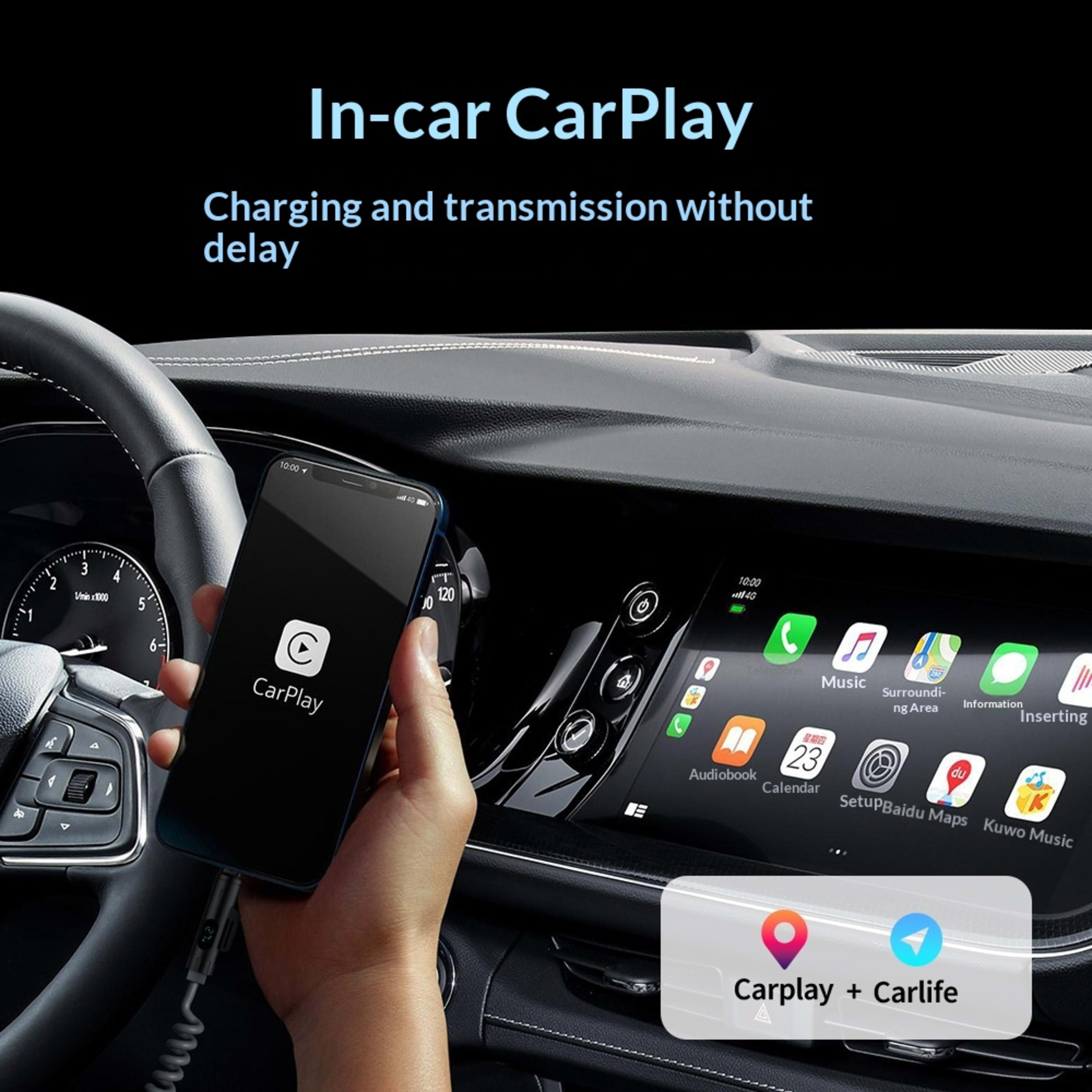 Digital Display Spring 4-in-1 CarPlay In-Car 2m Data Cable 1