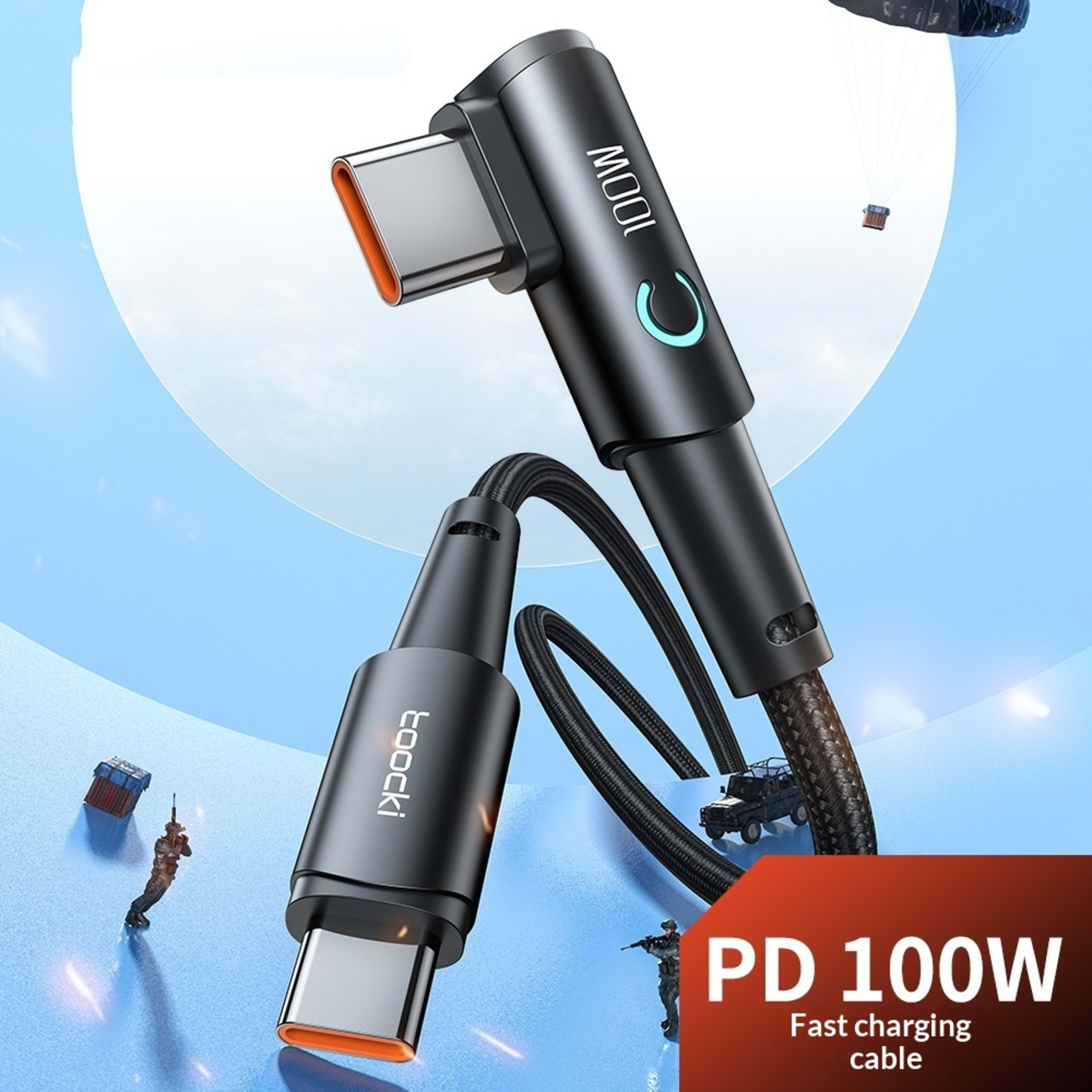 100W Fast-charging Type-C Cable With Illuminated Bend For Data And Charging 3
