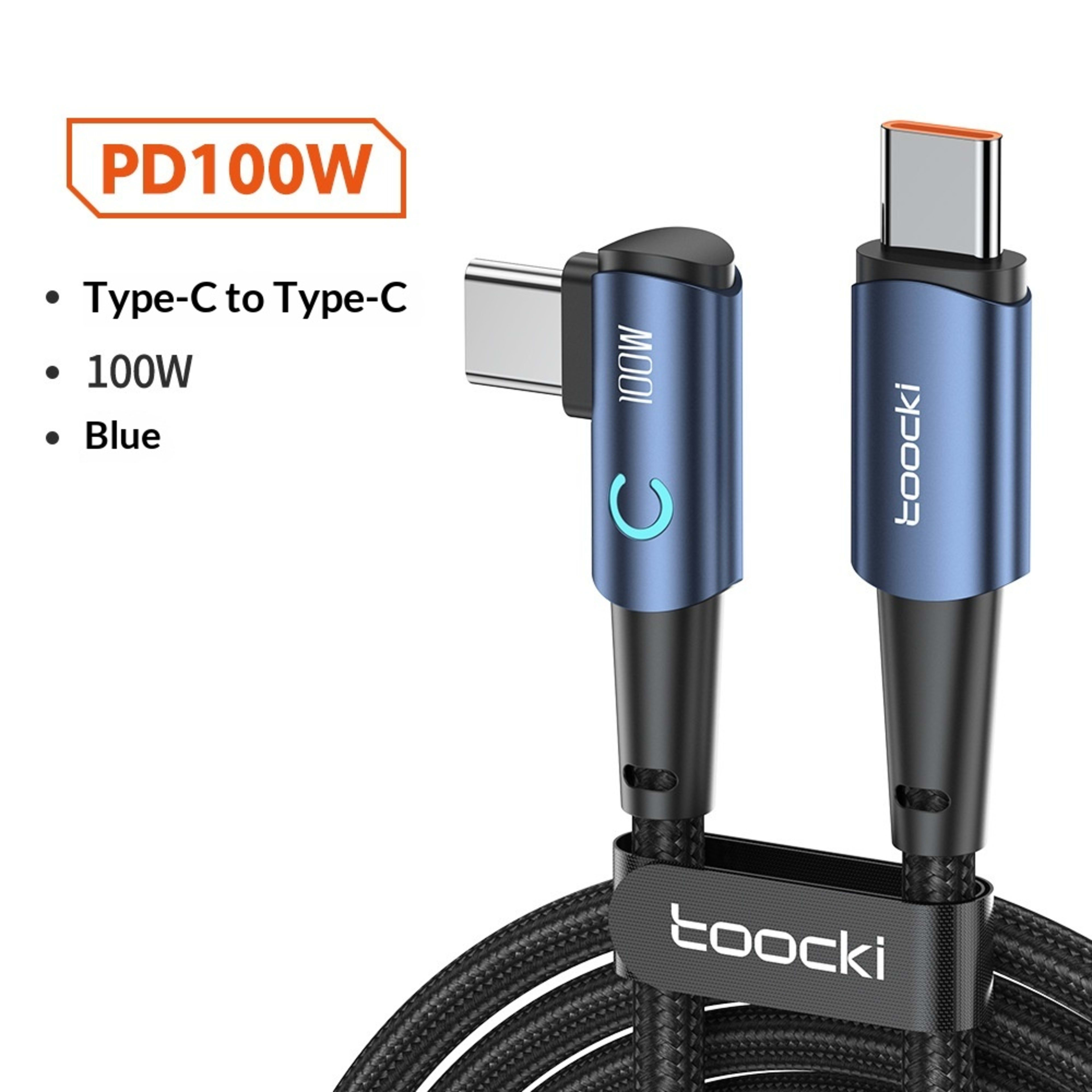 100W Fast-charging Type-C Cable With Illuminated Bend For Data And Charging 6