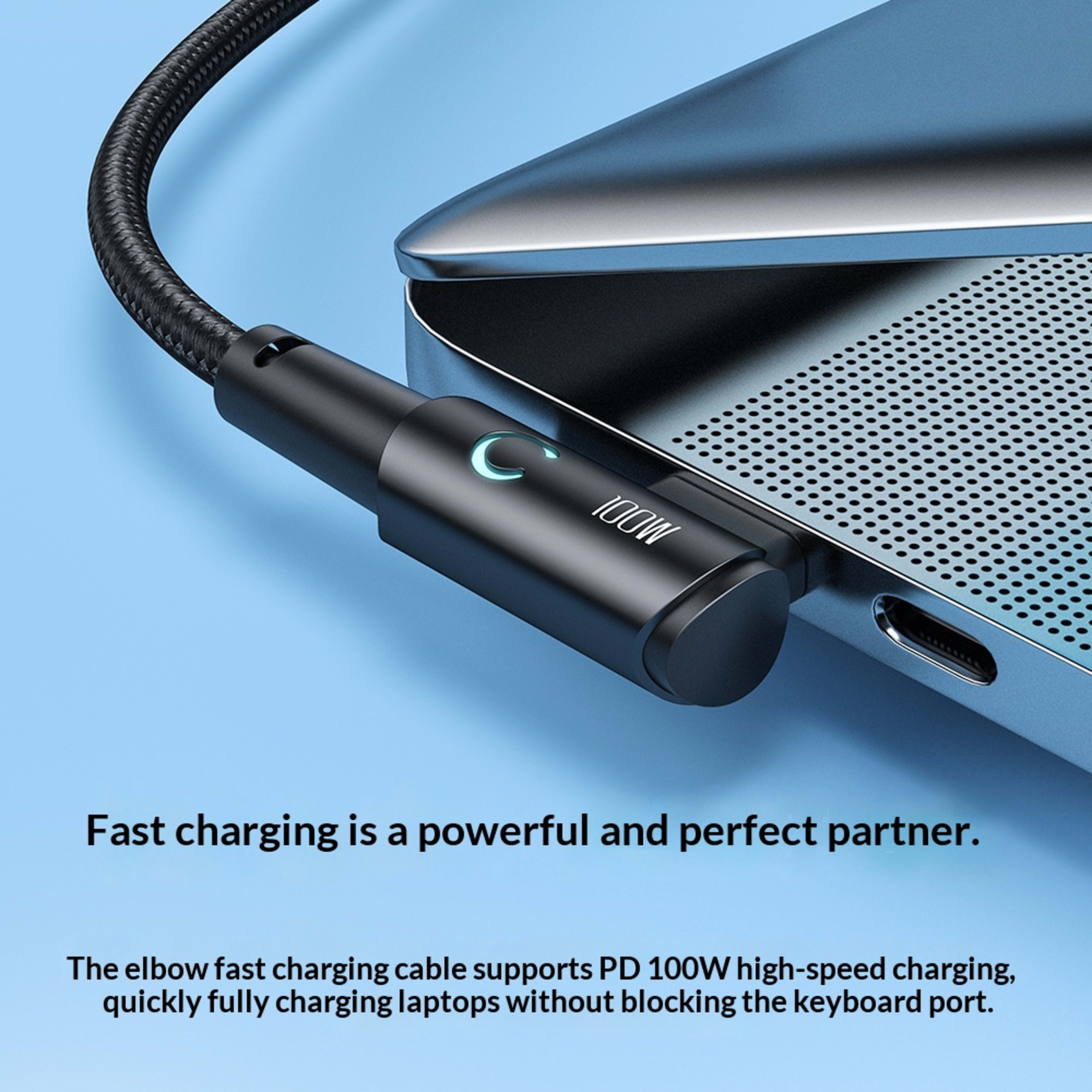 100W Fast-charging Type-C Cable With Illuminated Bend For Data And Charging 7