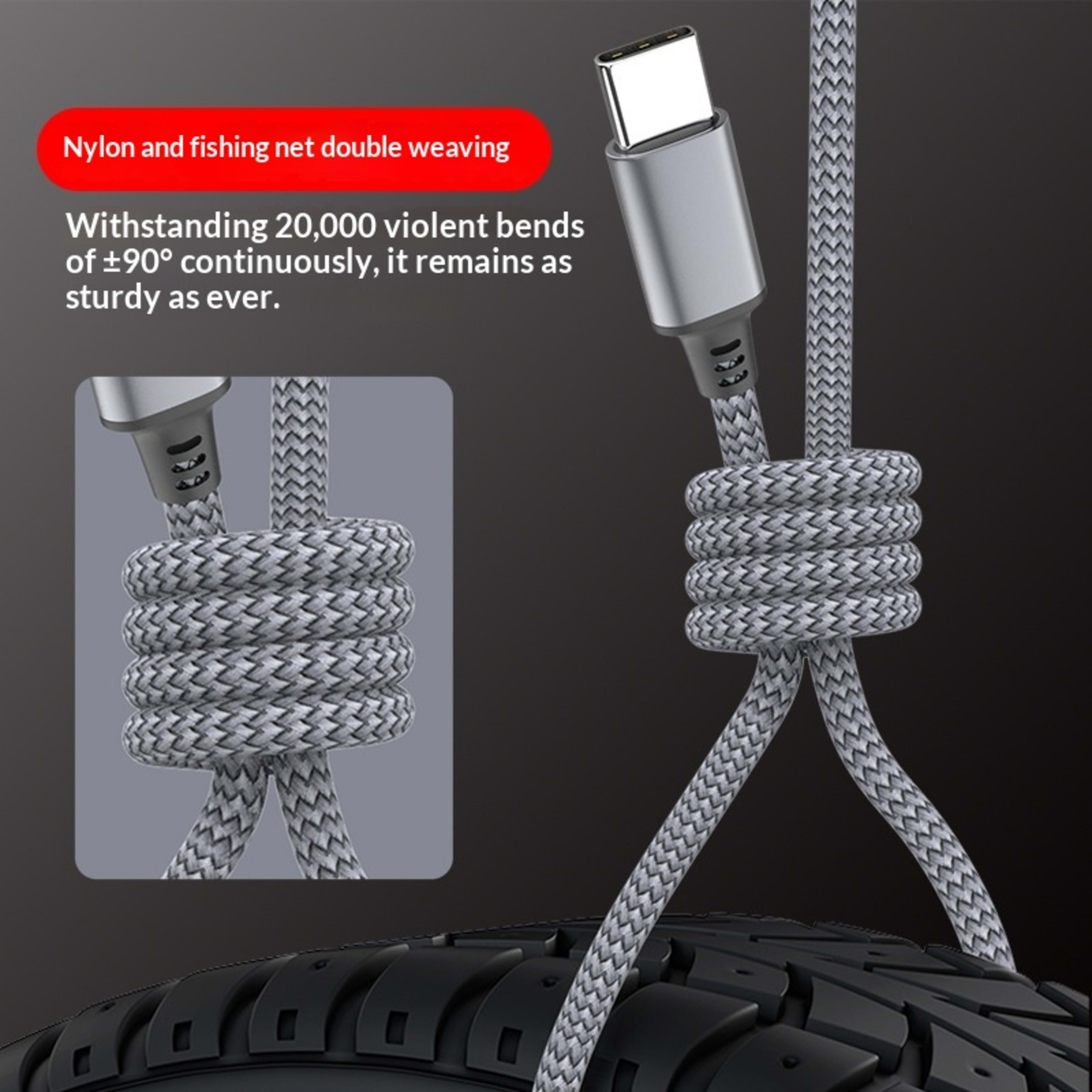Extended PD Charging And Data Cable With Dual Type-C Connectors 5