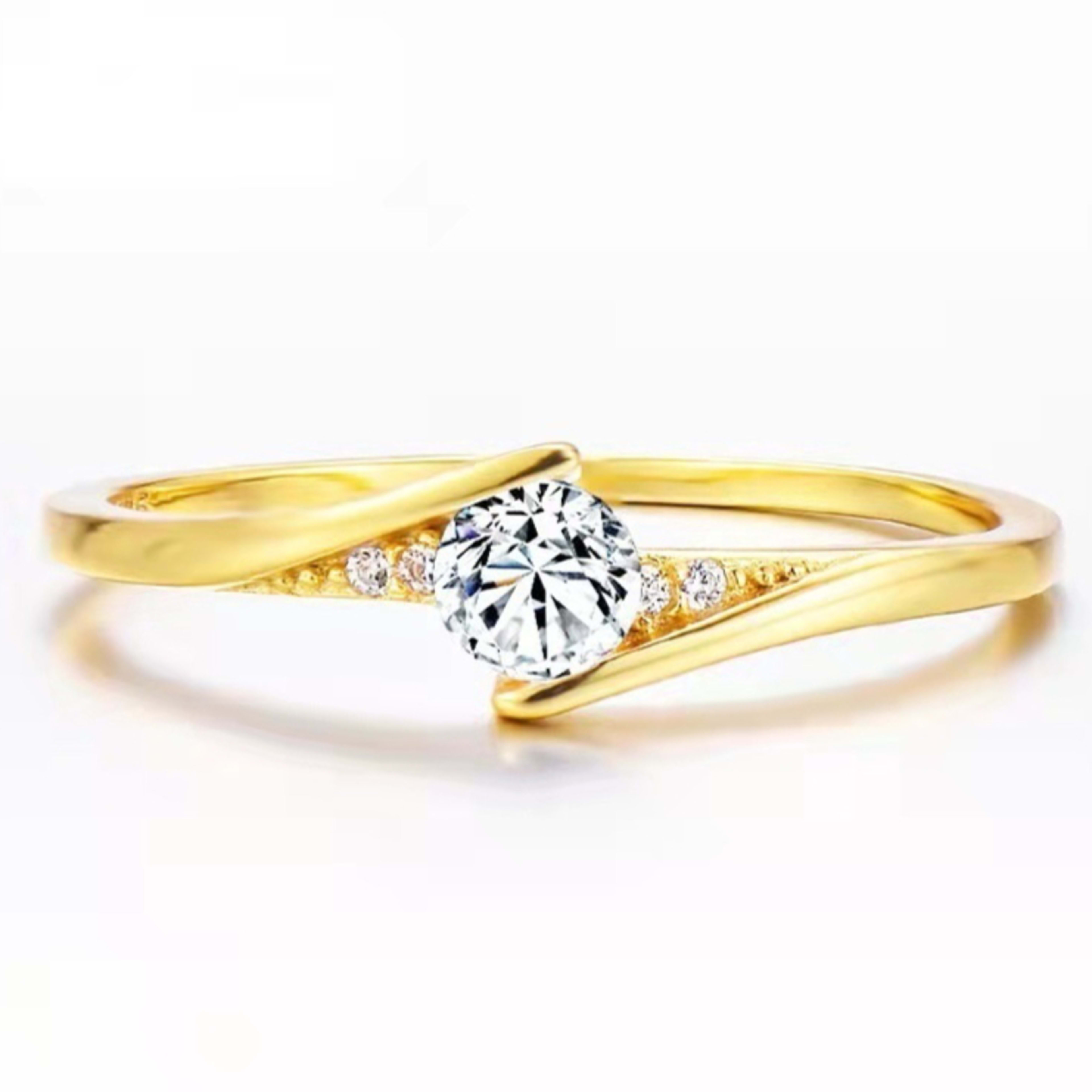Mens Gold Alloy Round Engagement Ring 4