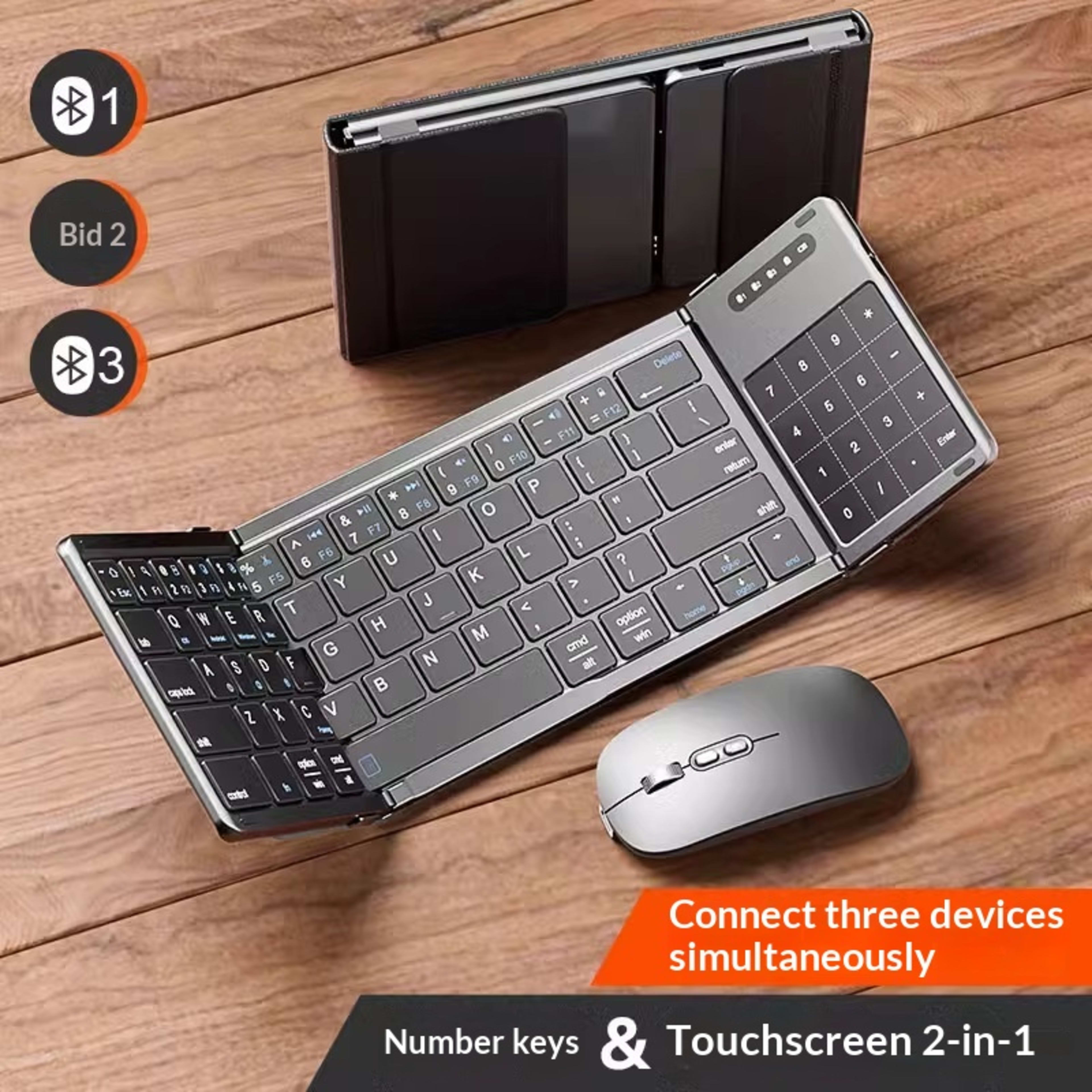 Tri-fold Keyboard, Wireless Bluetooth Foldable Mini Keyboard, Suitable For Desktop PC Sets 11