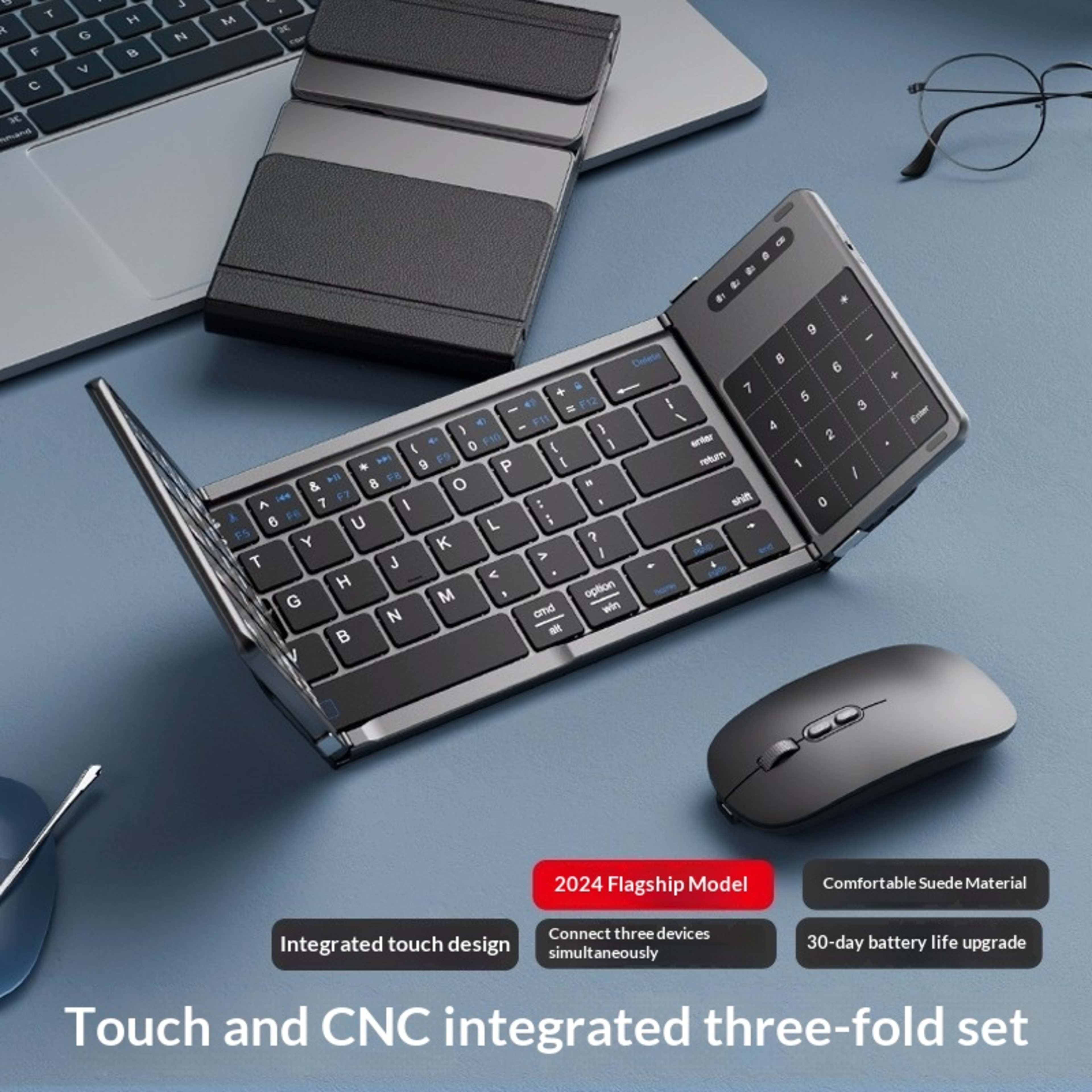 Tri-fold Keyboard, Wireless Bluetooth Foldable Mini Keyboard, Suitable For Desktop PC Sets 5