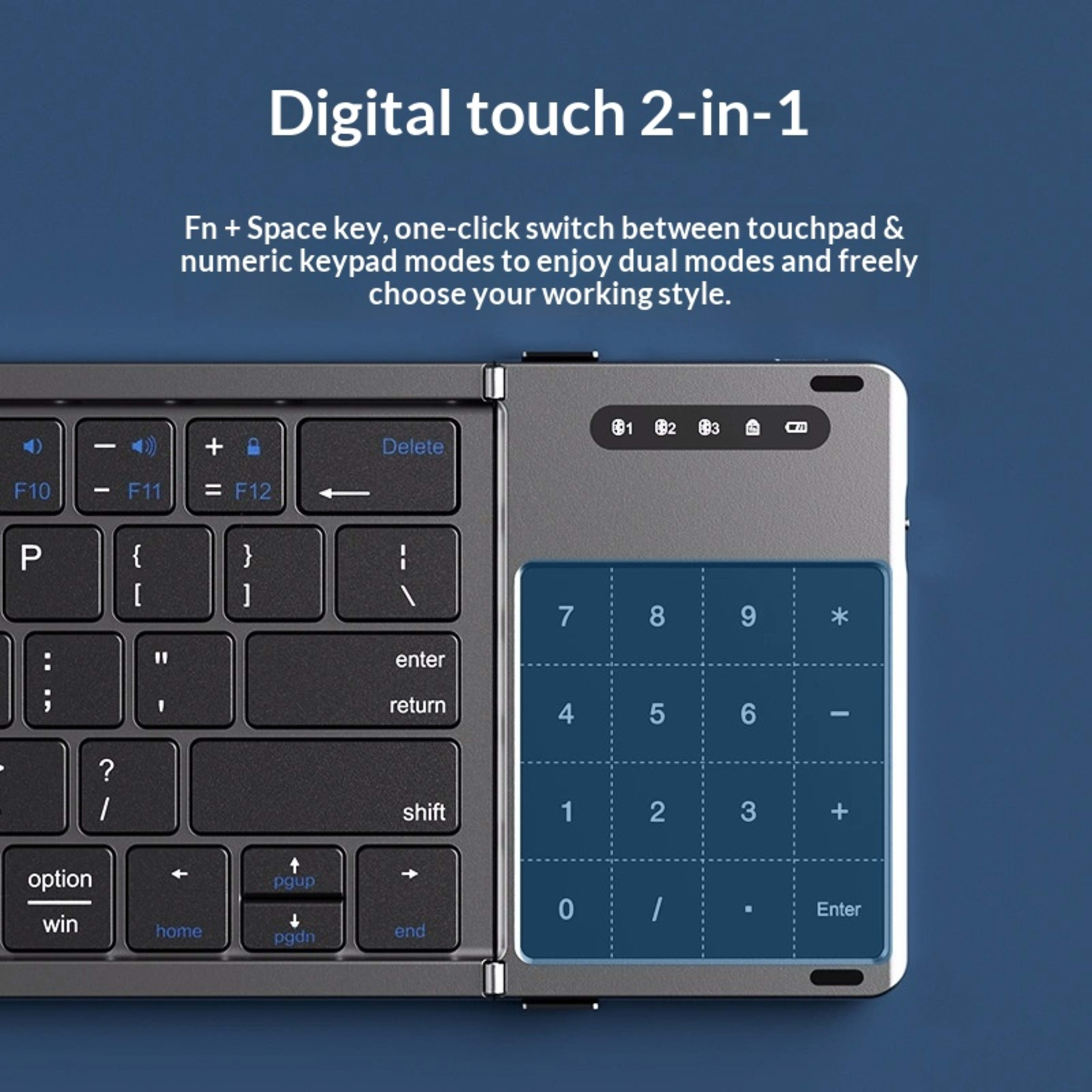 Tri-fold Keyboard, Wireless Bluetooth Foldable Mini Keyboard, Suitable For Desktop PC Sets 12