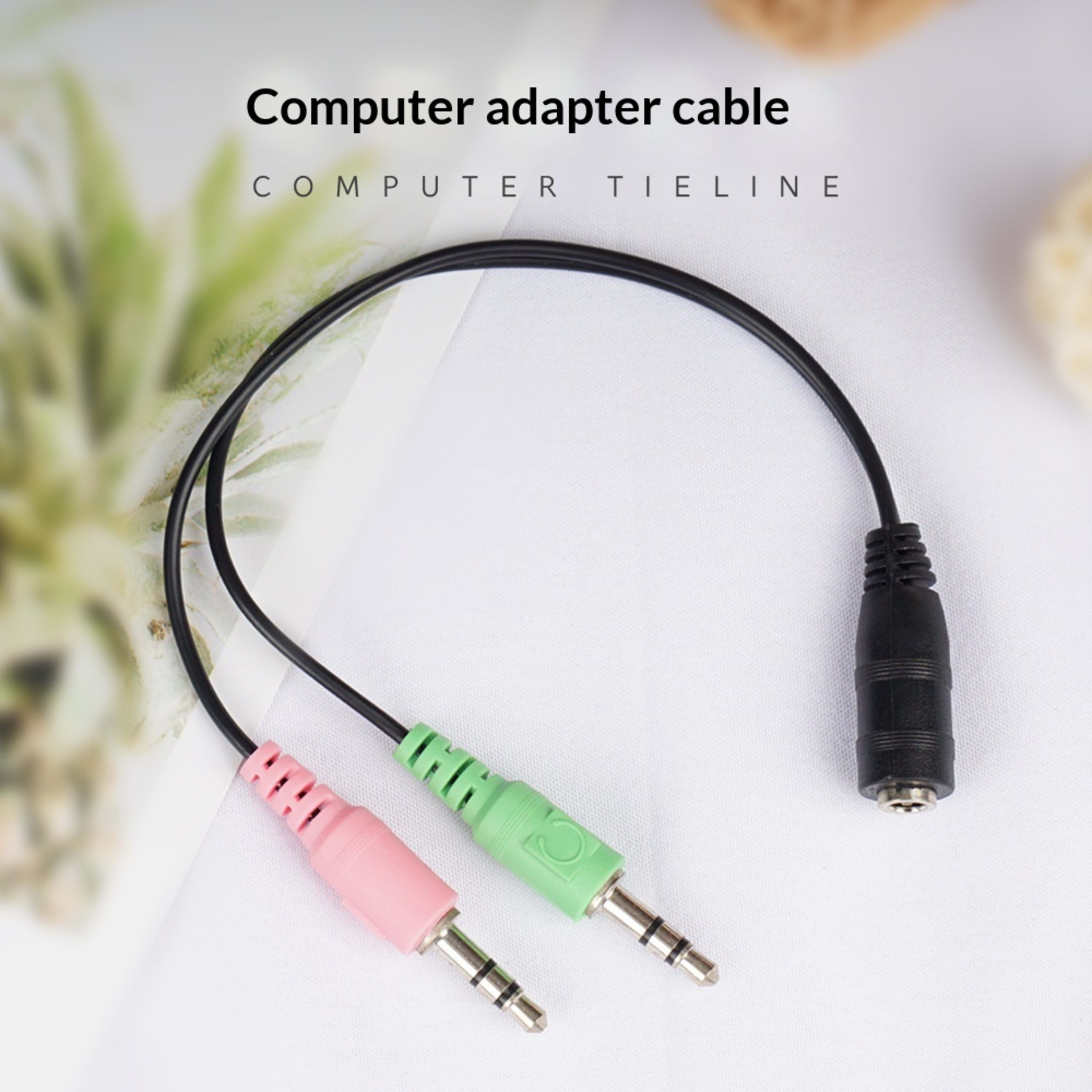 Computer Splitter Cable 1-to-2 Microphone Adapter Cable 3