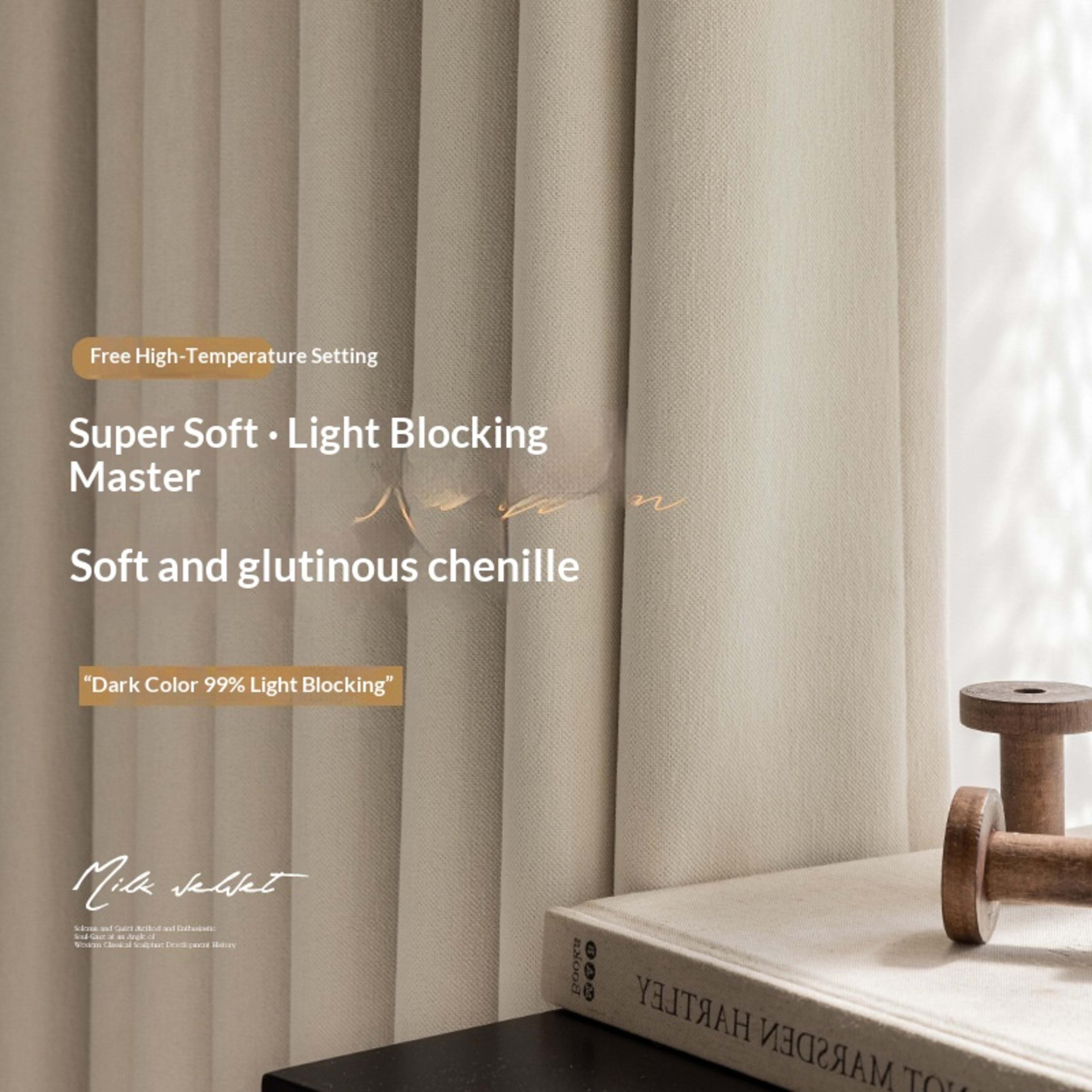 Milky-tea-colored Fully Blackout Nylon Curtains For A High-end Look In The Bedroom 3