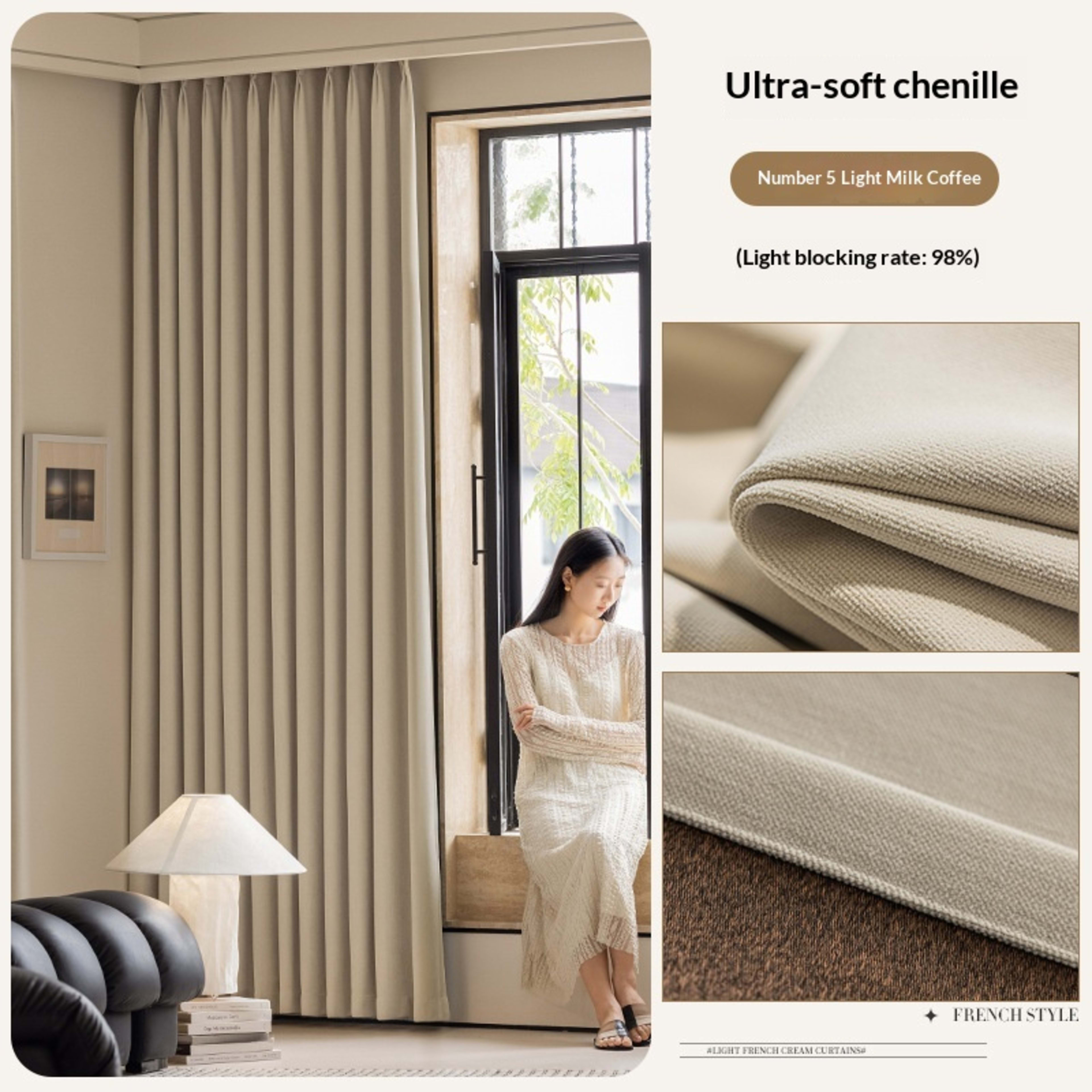 Milky-tea-colored Fully Blackout Nylon Curtains For A High-end Look In The Bedroom 2