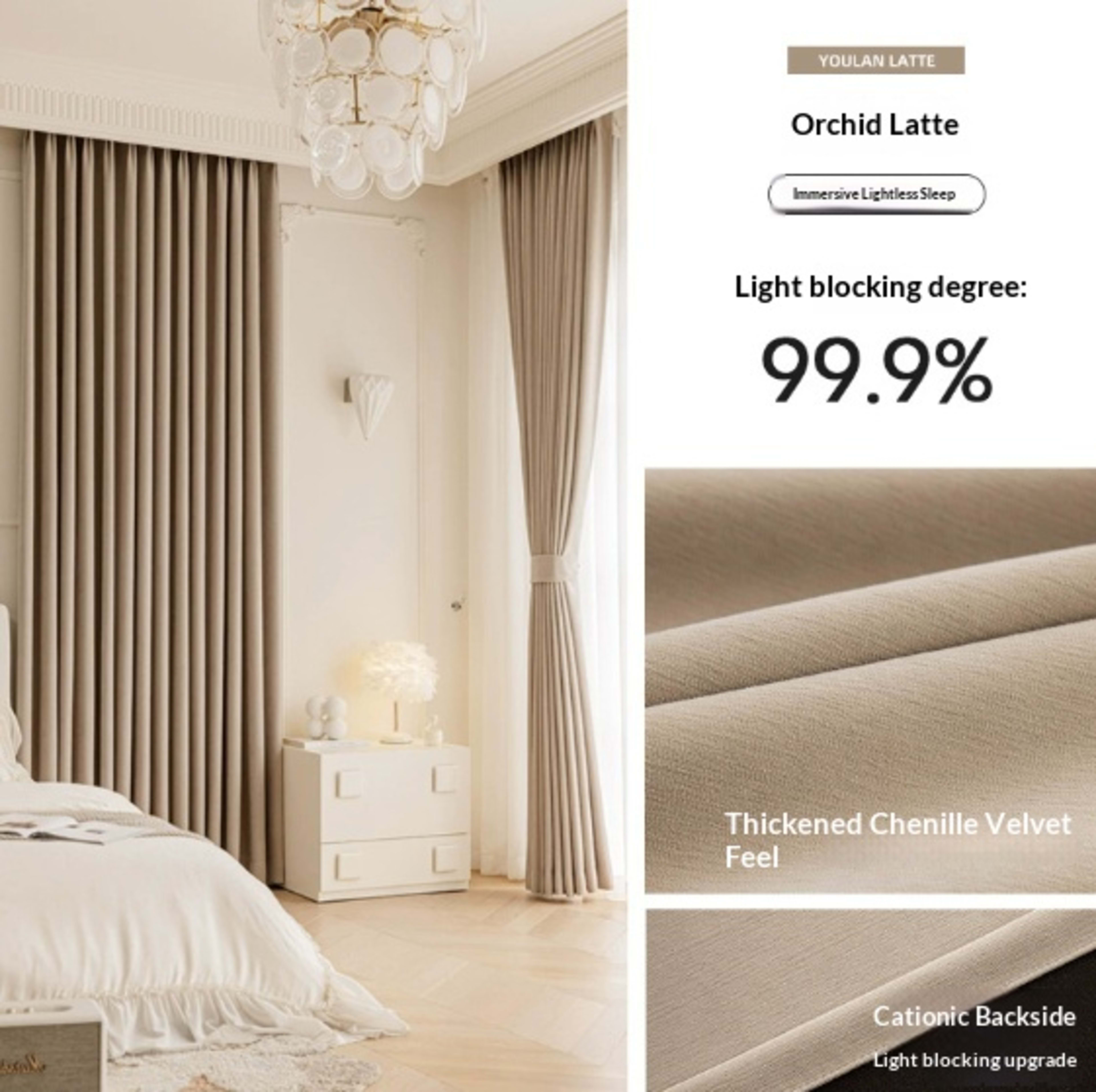 Master Blinds Curtains Chenille French-Style Luxe-Looking Home Decor Light Luxury Modern Authentic Extra-Thick 5