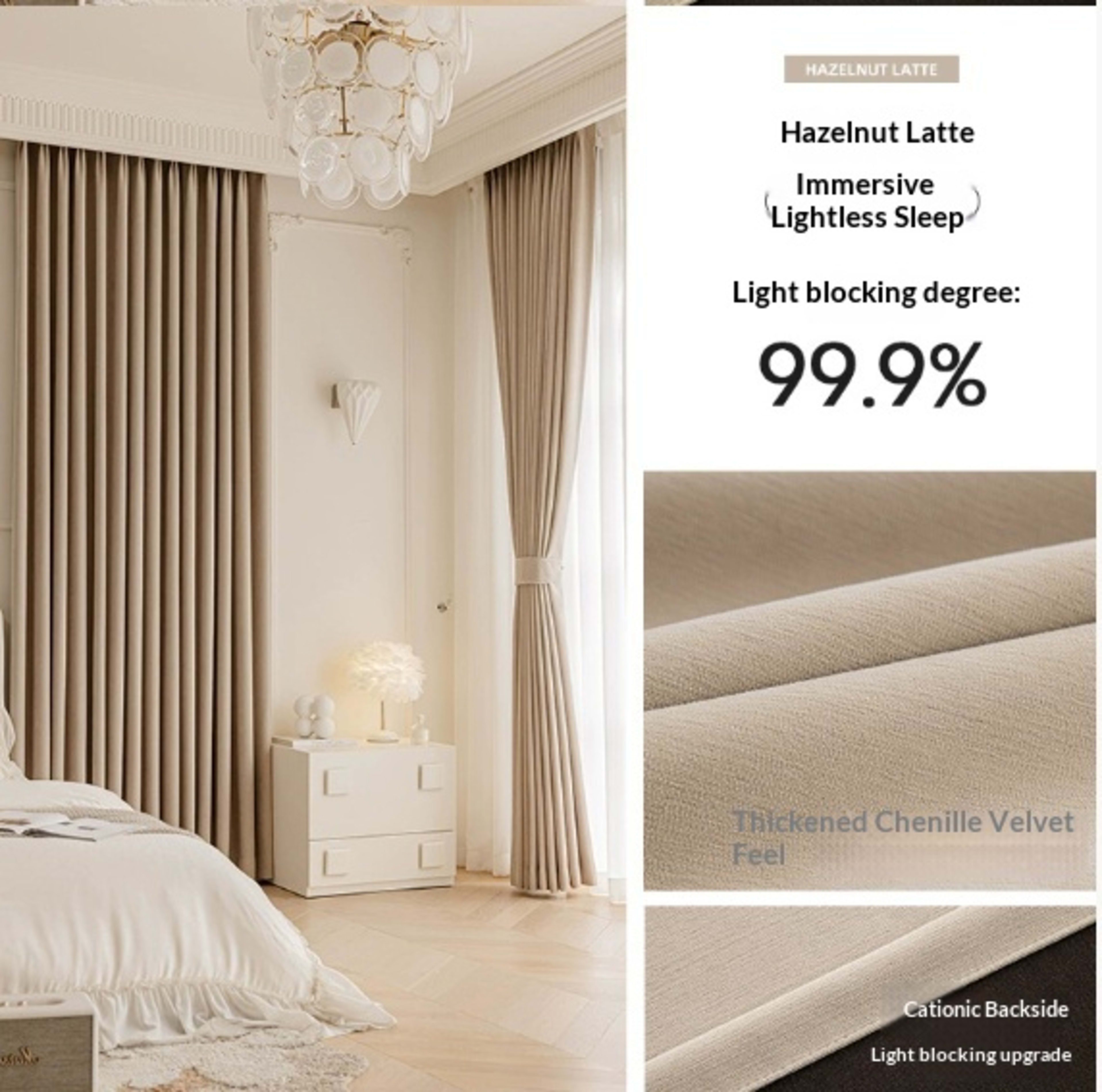 Master Blinds Curtains Chenille French-Style Luxe-Looking Home Decor Light Luxury Modern Authentic Extra-Thick 3