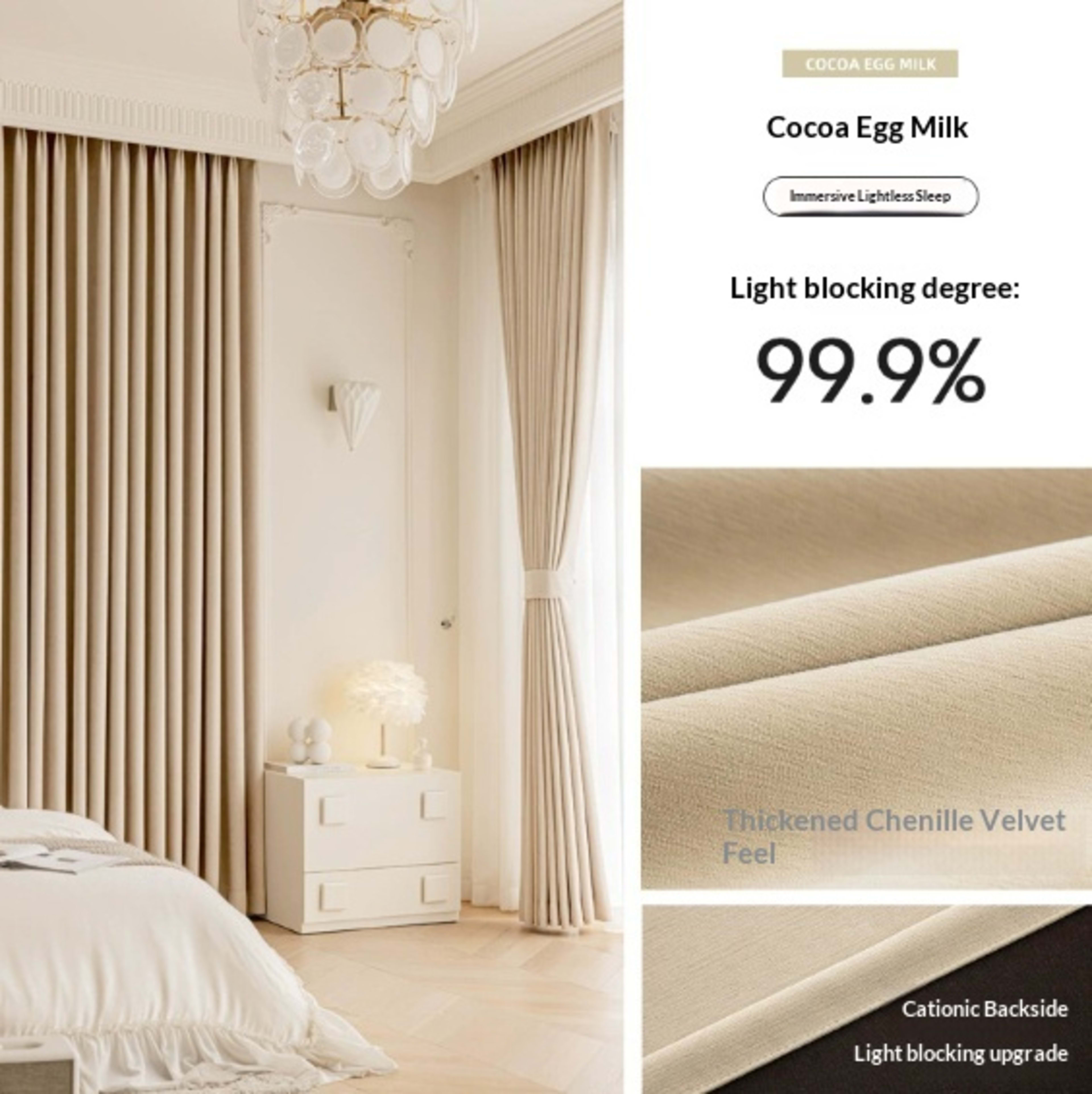 Master Blinds Curtains Chenille French-Style Luxe-Looking Home Decor Light Luxury Modern Authentic Extra-Thick 4