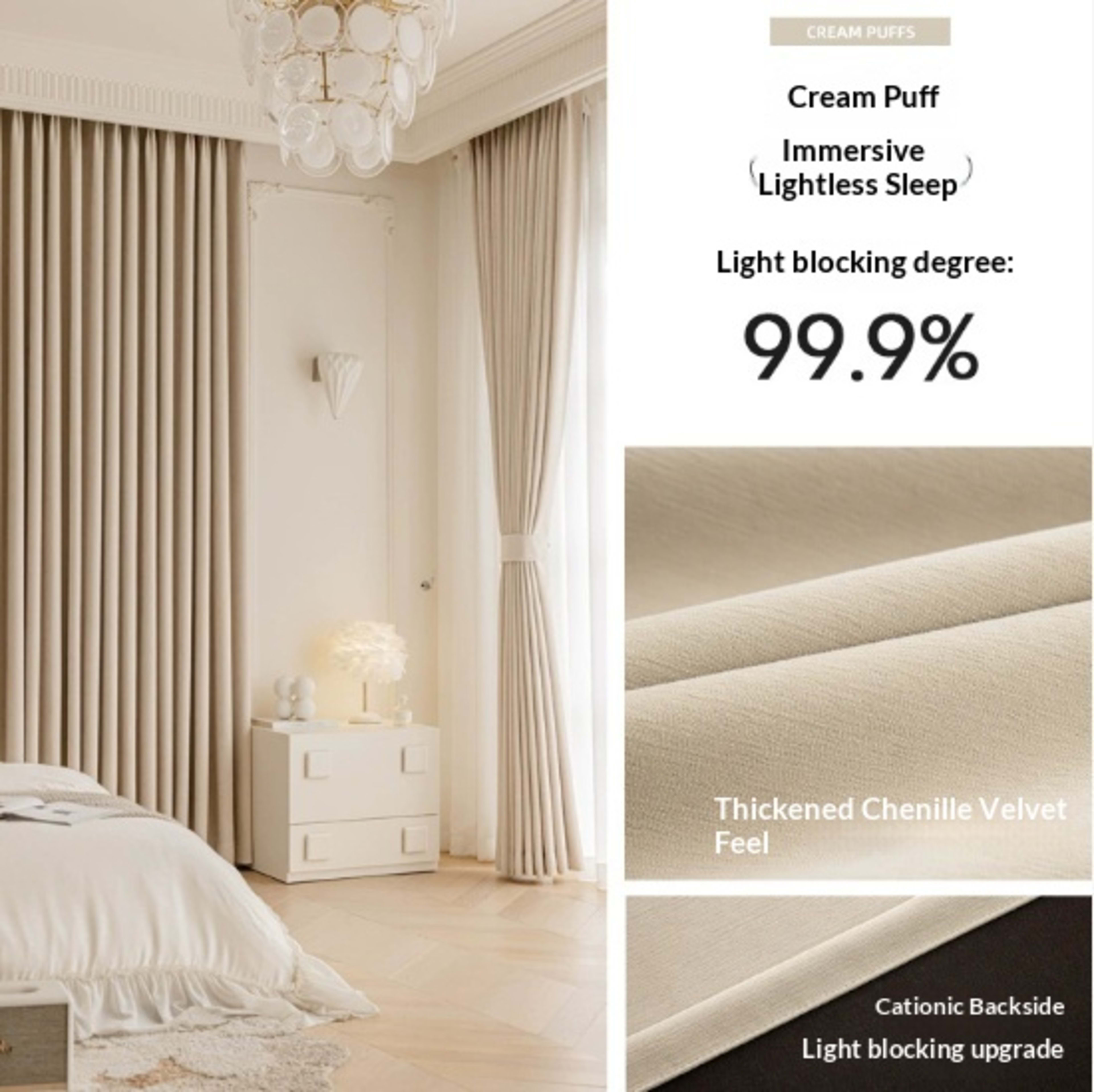 Master Blinds Curtains Chenille French-Style Luxe-Looking Home Decor Light Luxury Modern Authentic Extra-Thick 2