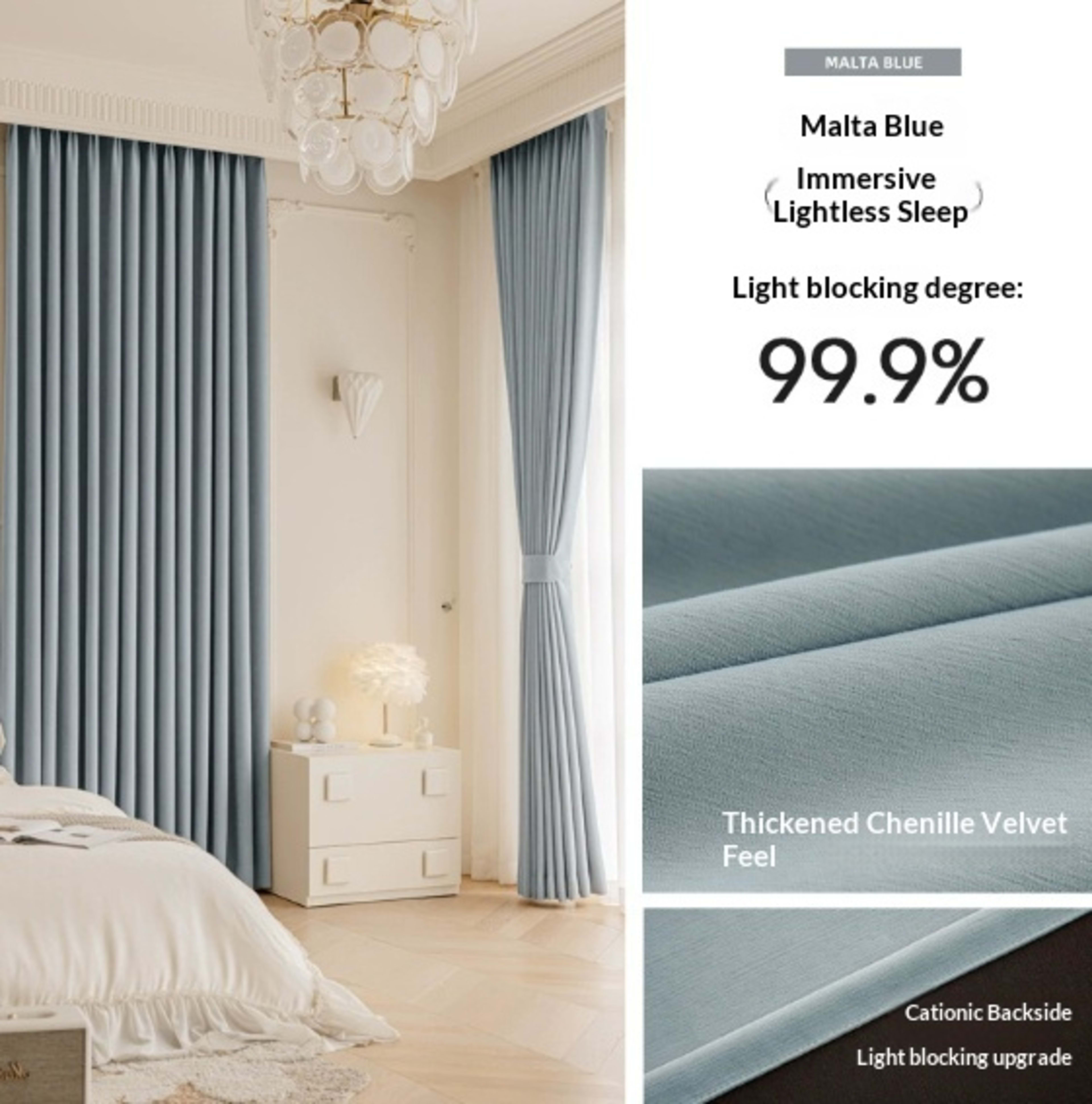 Master Blinds Curtains Chenille French-Style Luxe-Looking Home Decor Light Luxury Modern Authentic Extra-Thick 8