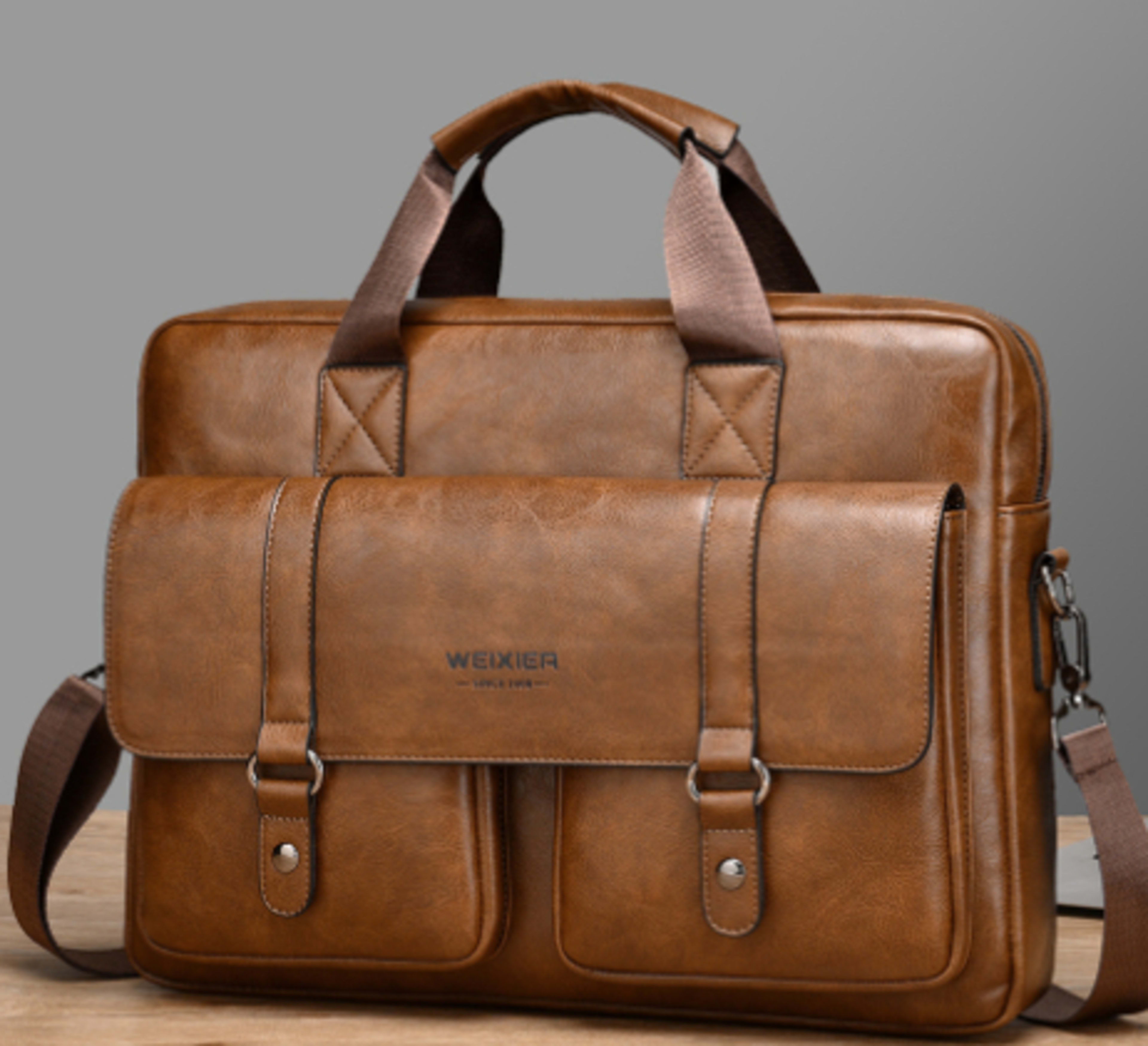 Mens Business Large-Capacity ShoulderCrossbody Simple Briefcase 9