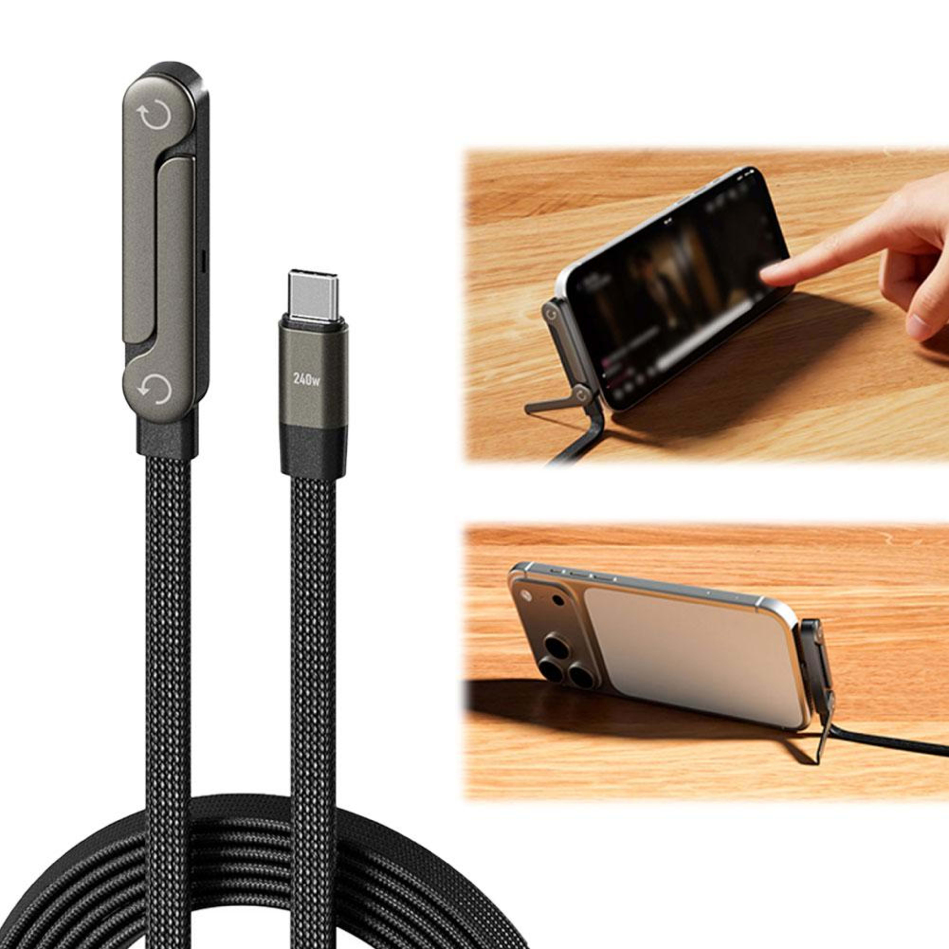 Fast Charging Foldable Bracket Data Cable 2-in-1 Data Wire Foldable Phone Tablet Stand Type-C To Type-C USB-A To Type-C 17