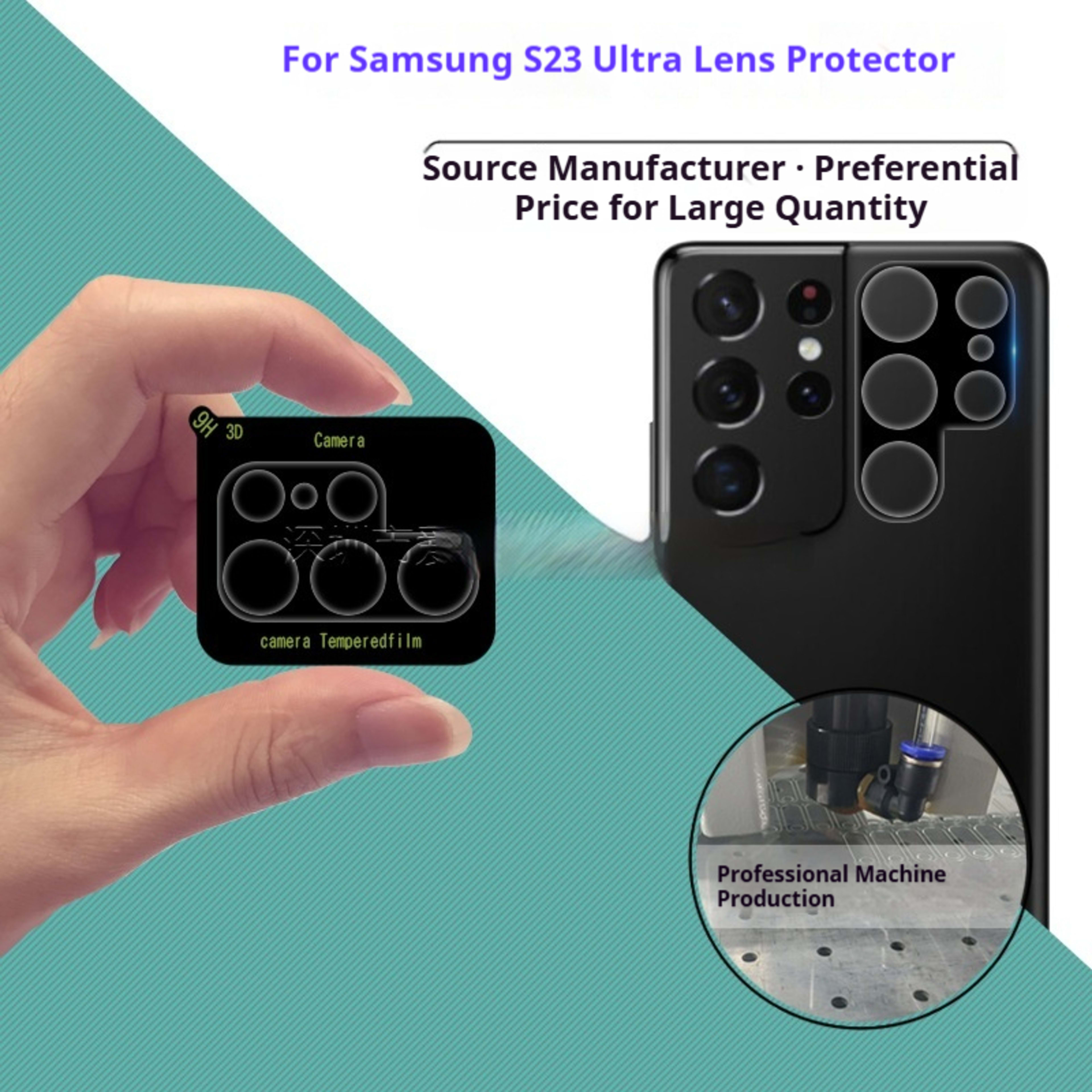 Silk-screen Lens Film Full-coverage High-curvature Tempered Glass Lens Protector For Plus Models 3