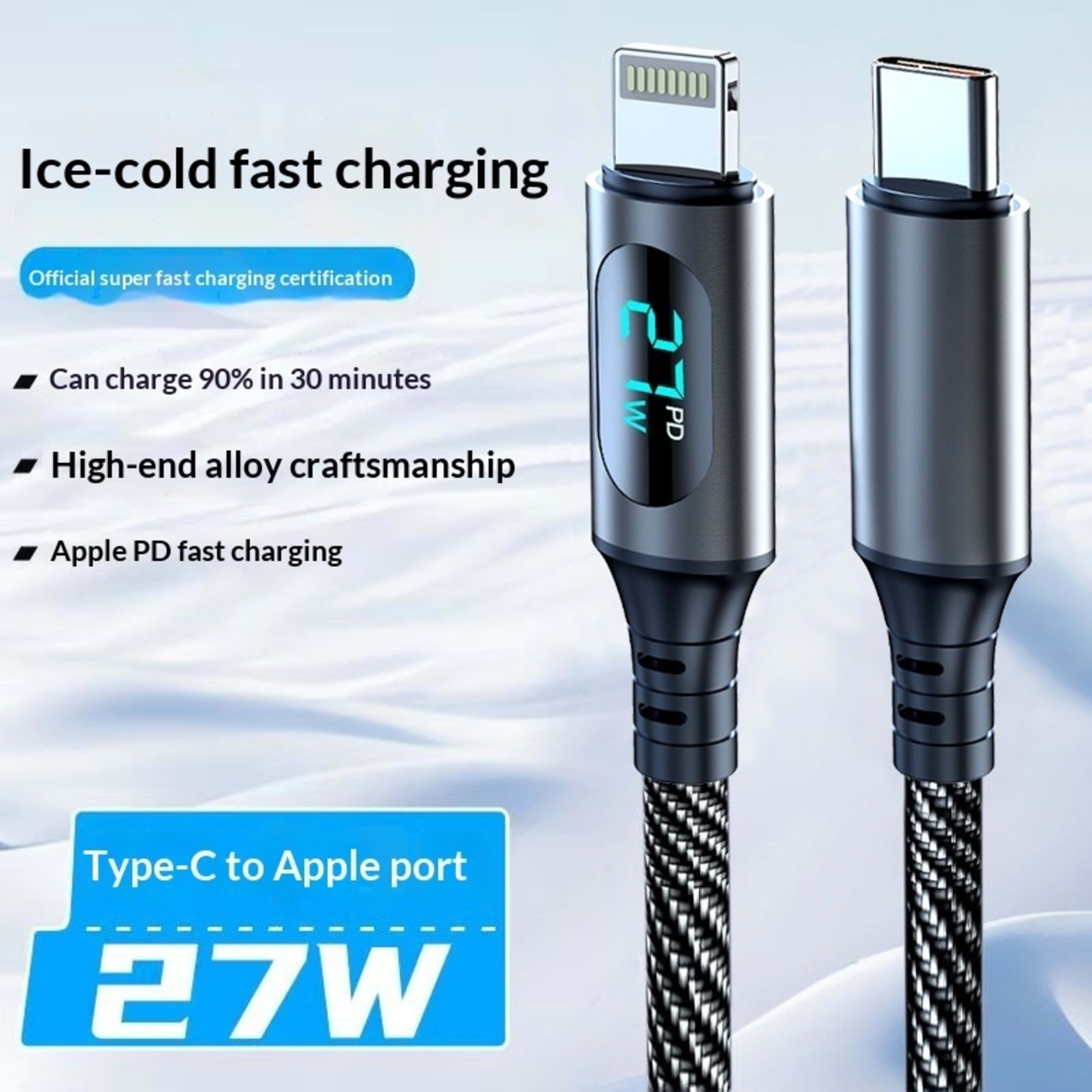PD Smart Digital Display 3-in-1 Super-Fast Charging Data Cable 5