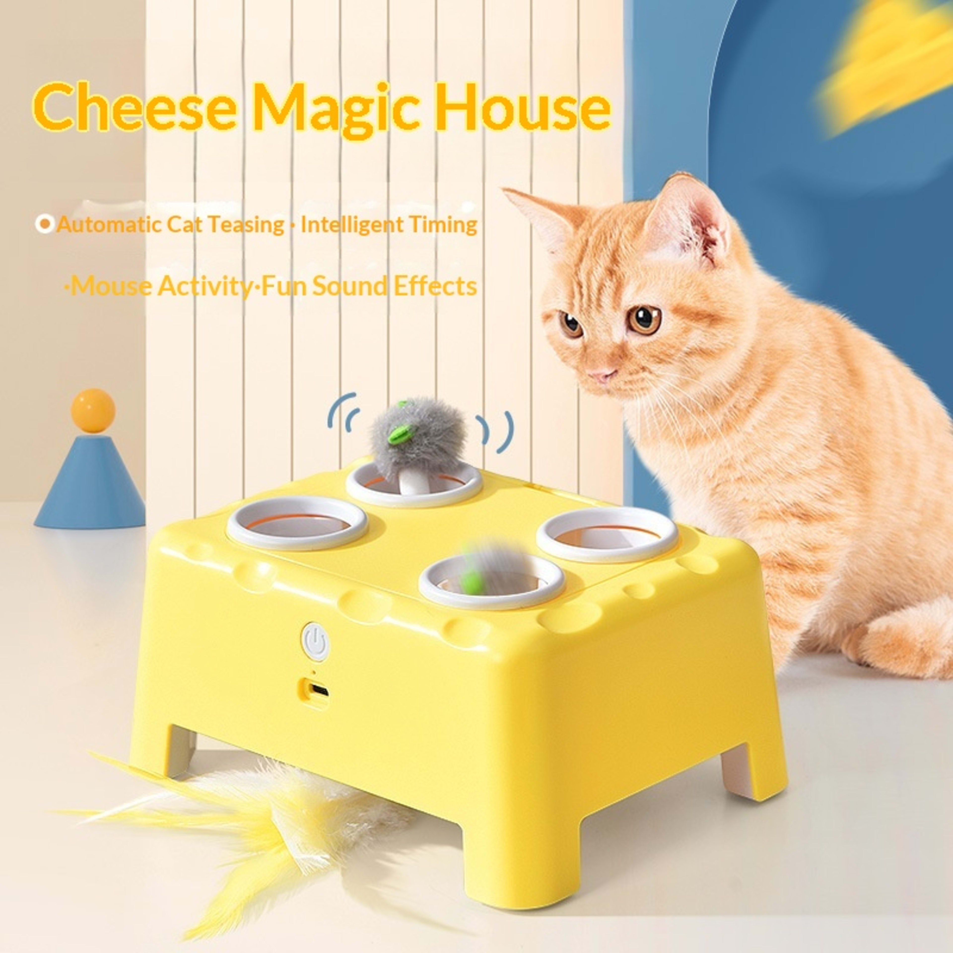 3-in-1 Cheese House Smart Cat Toy 2