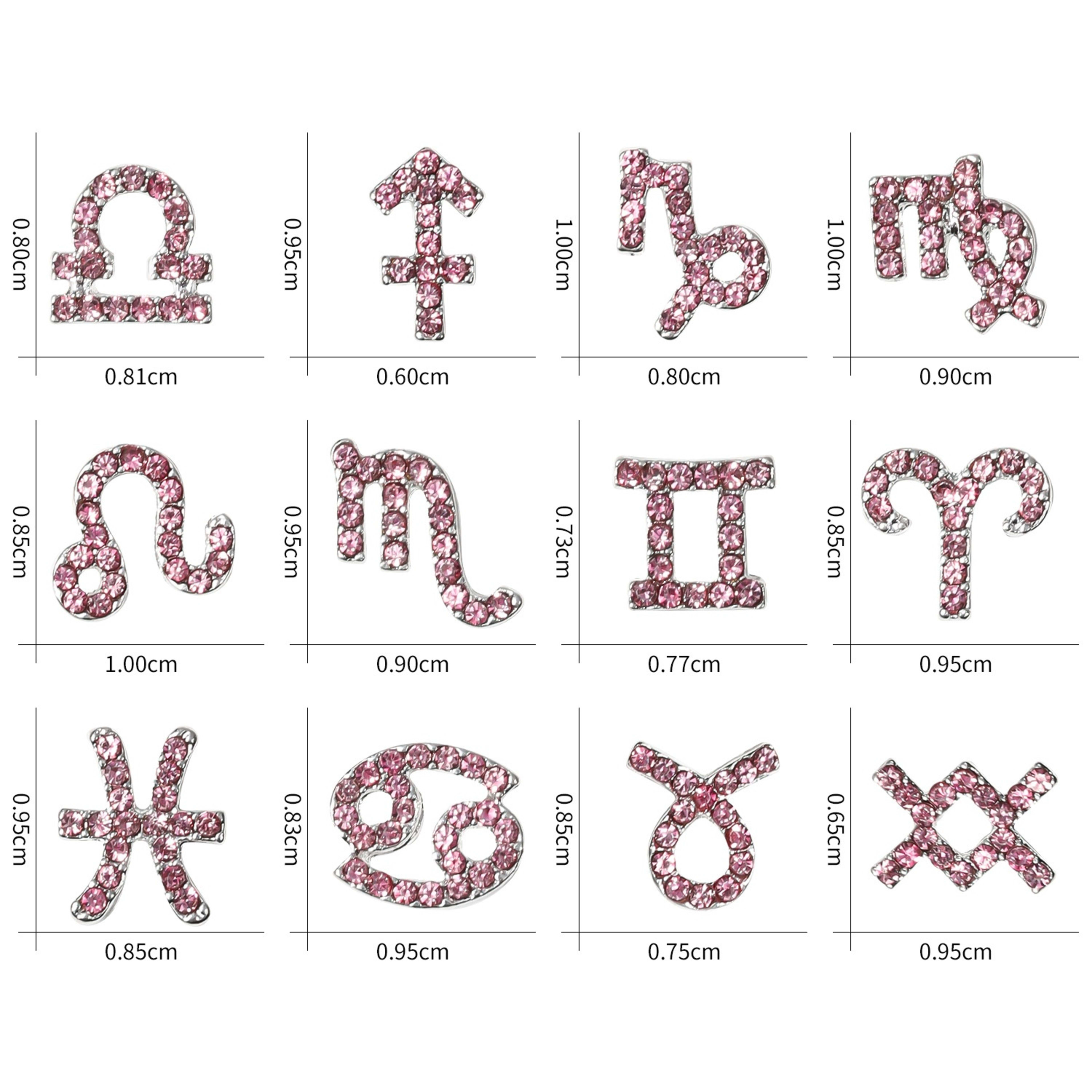 12 Zodiac Sign Nail Art Accessories Alloy Rhinestone 3D Nail Stickers For DIY Nail Decorations 11