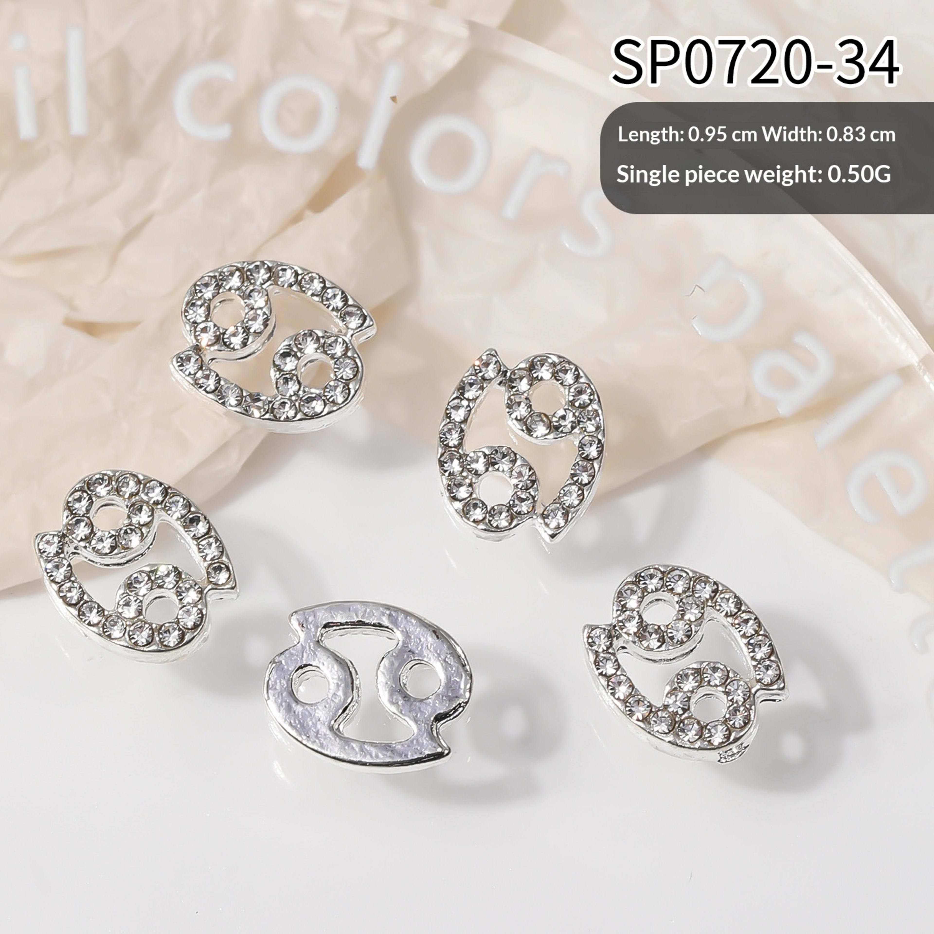 12 Zodiac Sign Nail Art Accessories Alloy Rhinestone 3D Nail Stickers For DIY Nail Decorations 7